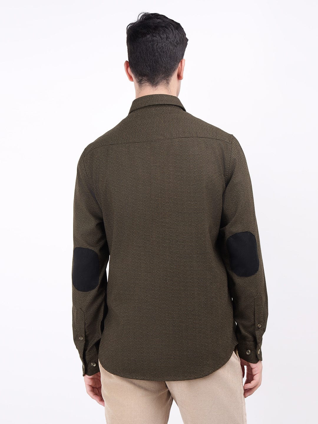 Iconic Men Brown Tweed Collar Shirt - Image 3