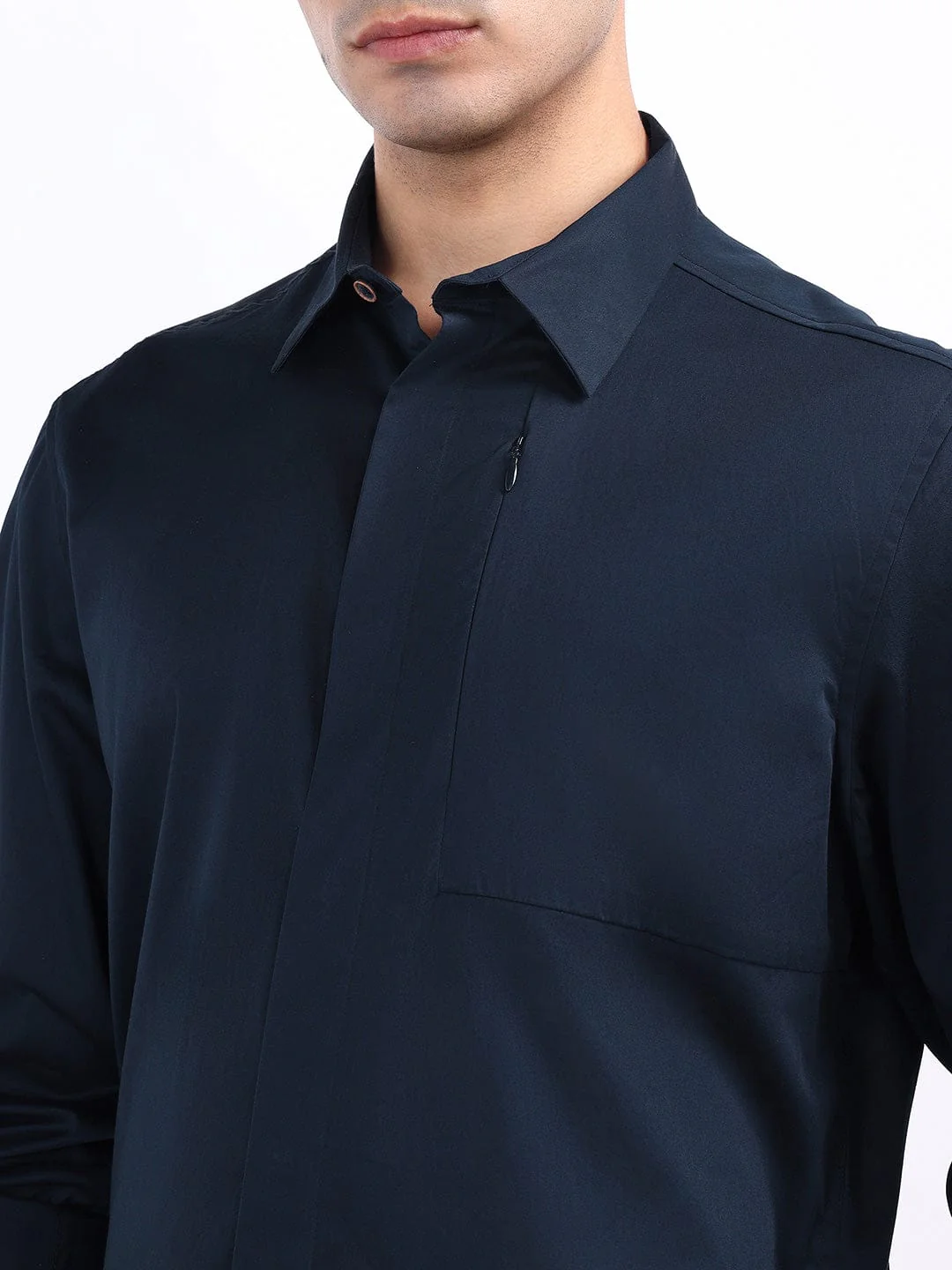 Iconic Men Blue Solid Collar Shirt - Image 5
