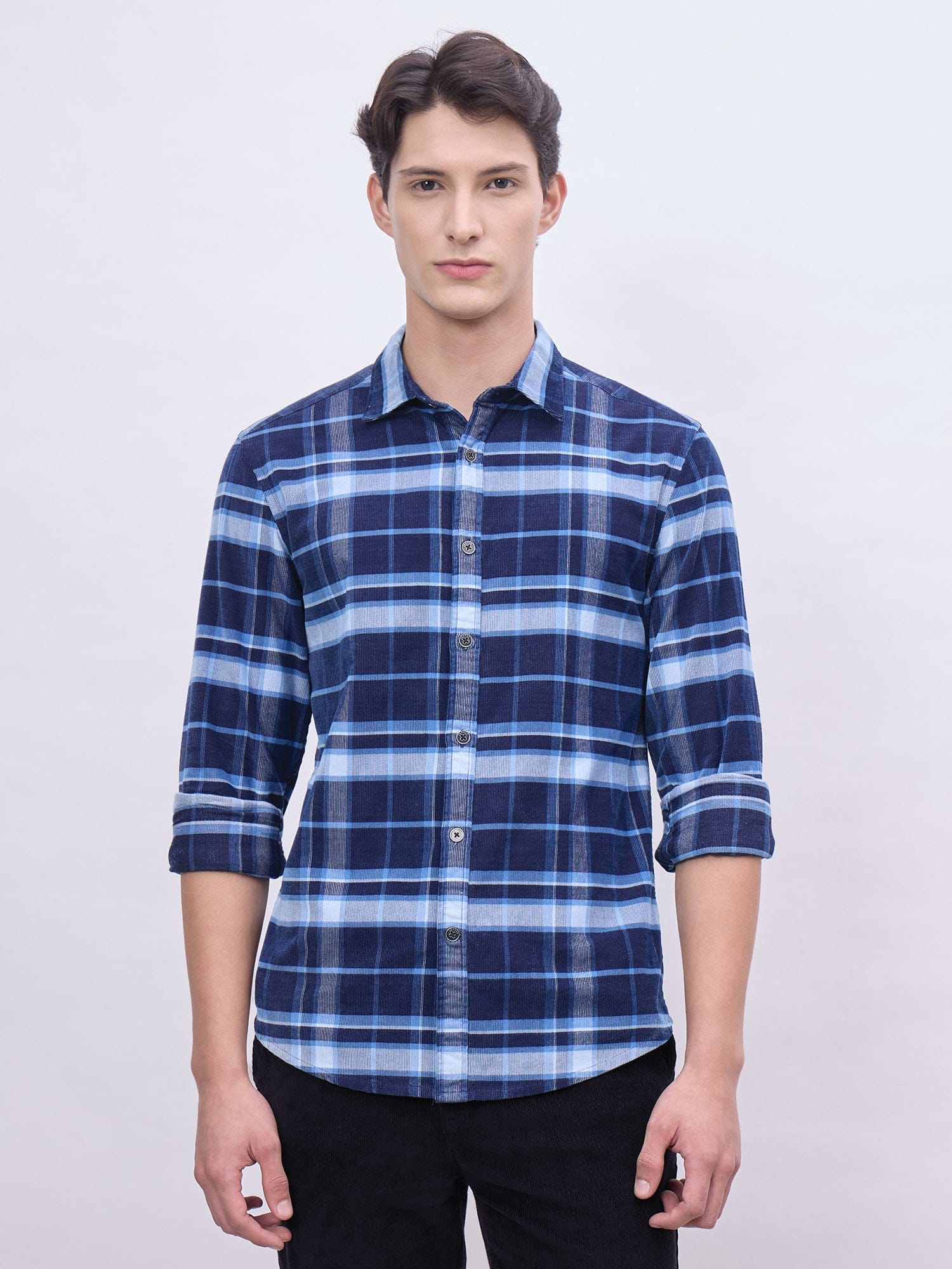 Iconic Men Blue Checks Collar Shirt - Image 2