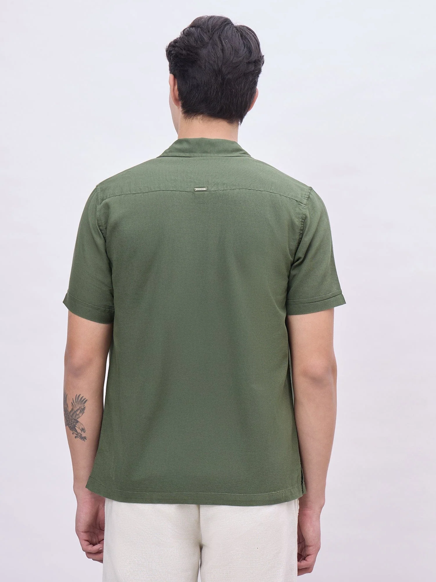 Iconic Men Green Printed Resort Collar Shirt - Image 5