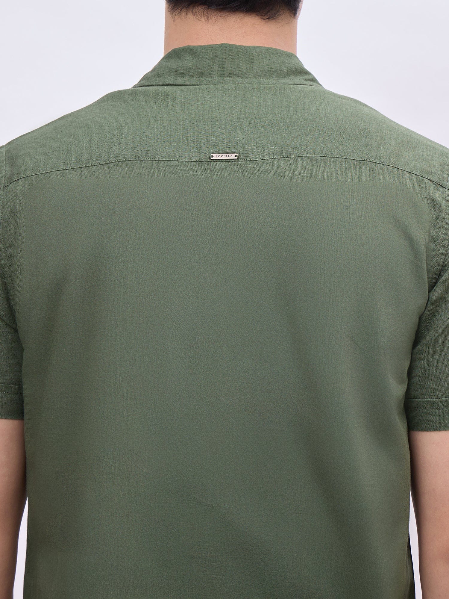 Iconic Men Green Printed Resort Collar Shirt - Image 7