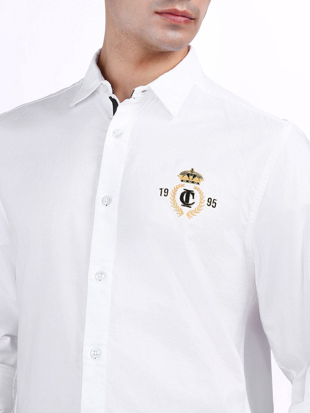 Iconic Men White Solid Collar Shirt - Image 6