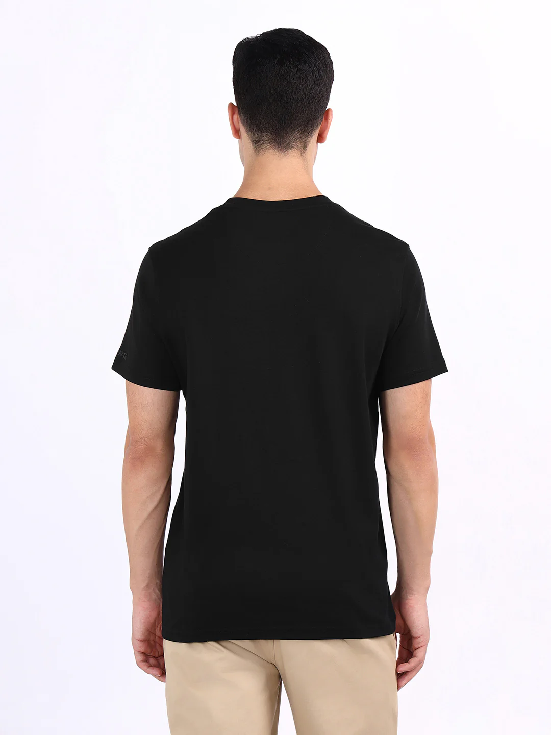Iconic Men Black Solid Crew Neck Tshirt - Image 3