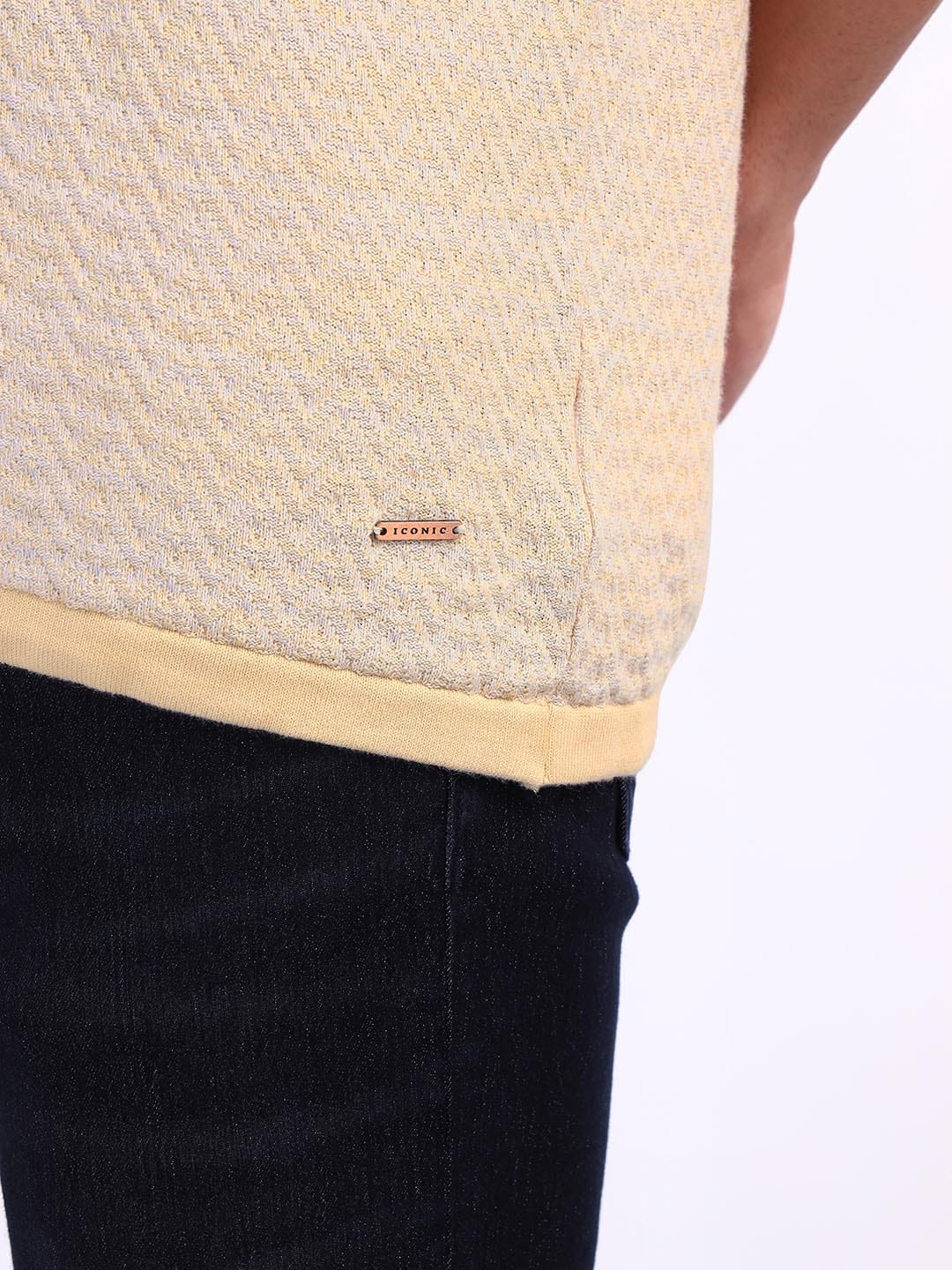 Iconic Men Beige Chevron Crew Neck Tshirt - Image 6