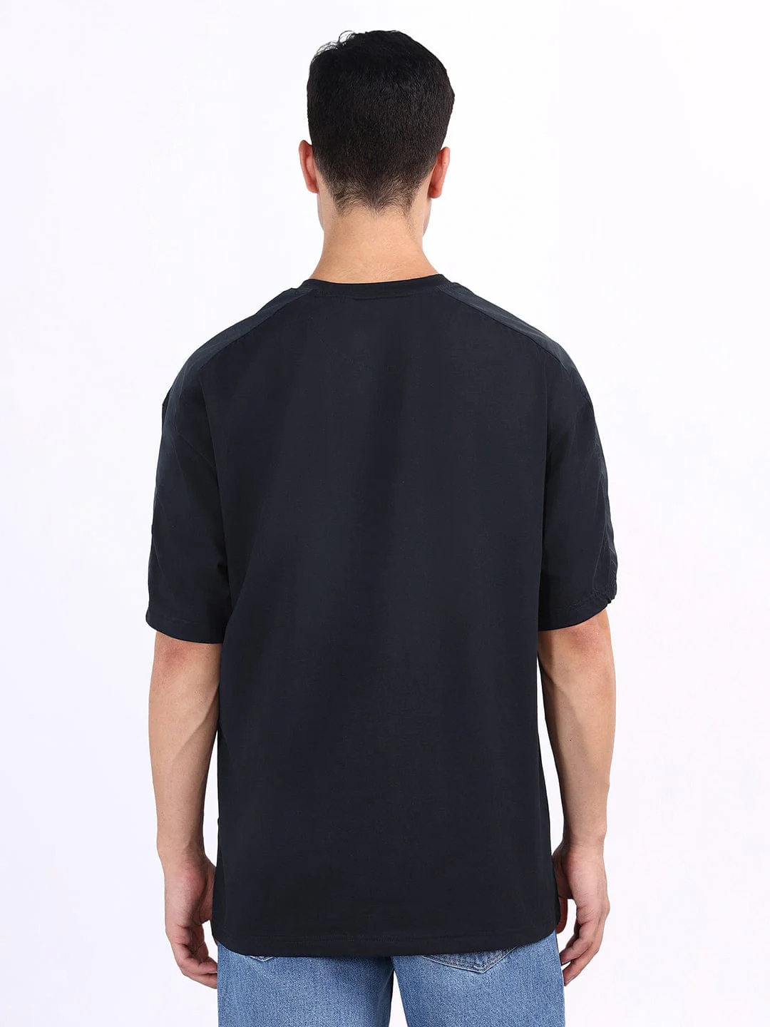 Iconic Men Blue Solid Crew Neck Tshirt - Image 4