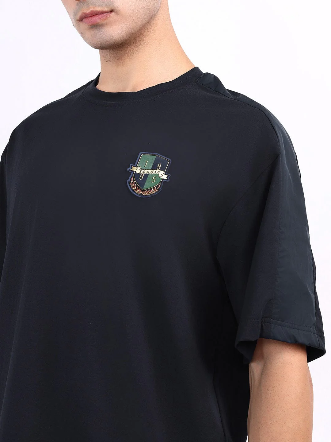 Iconic Men Blue Solid Crew Neck Tshirt - Image 6