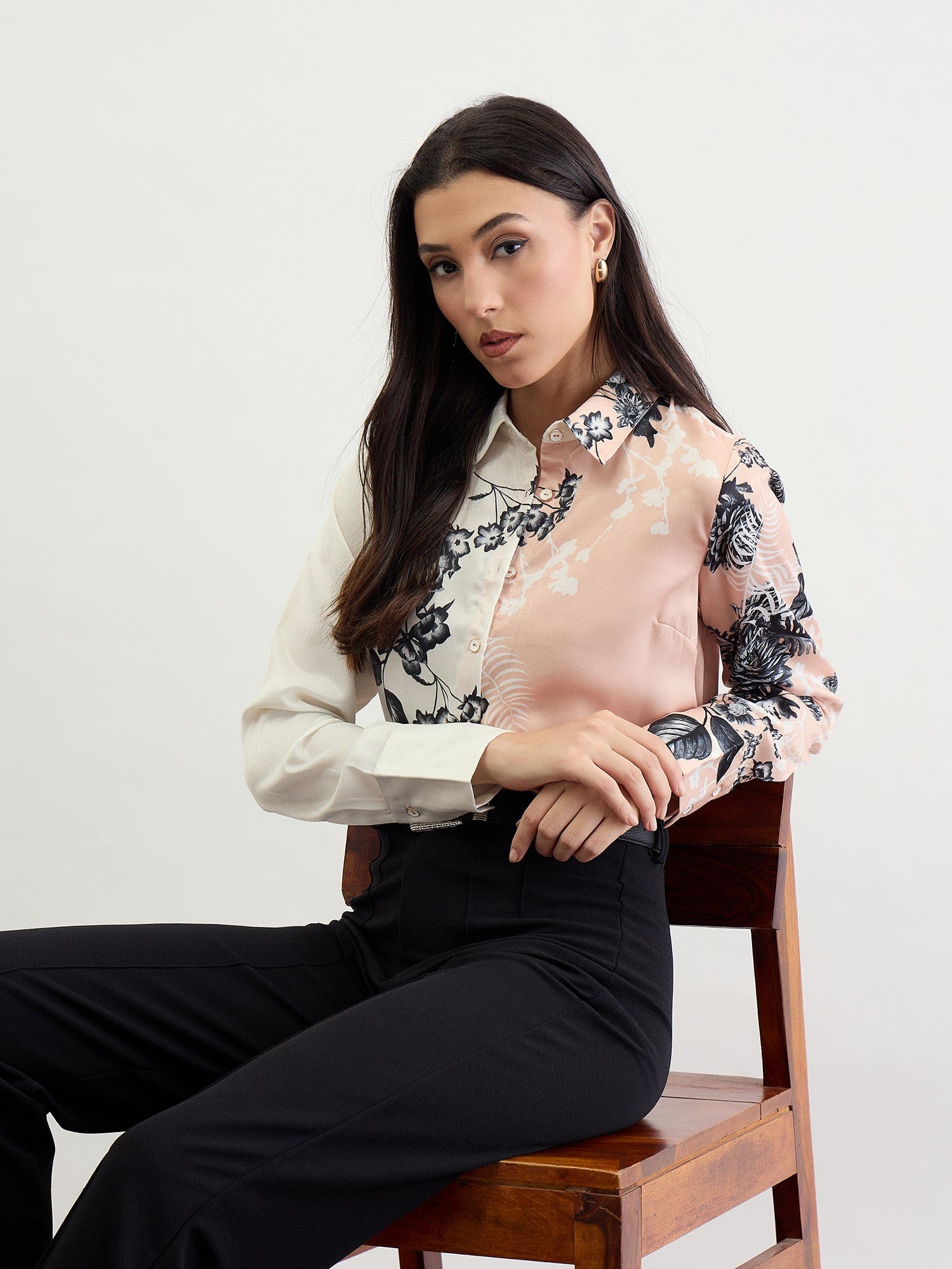 Iconic Women Pink Solid Collar Shirt - Image 6