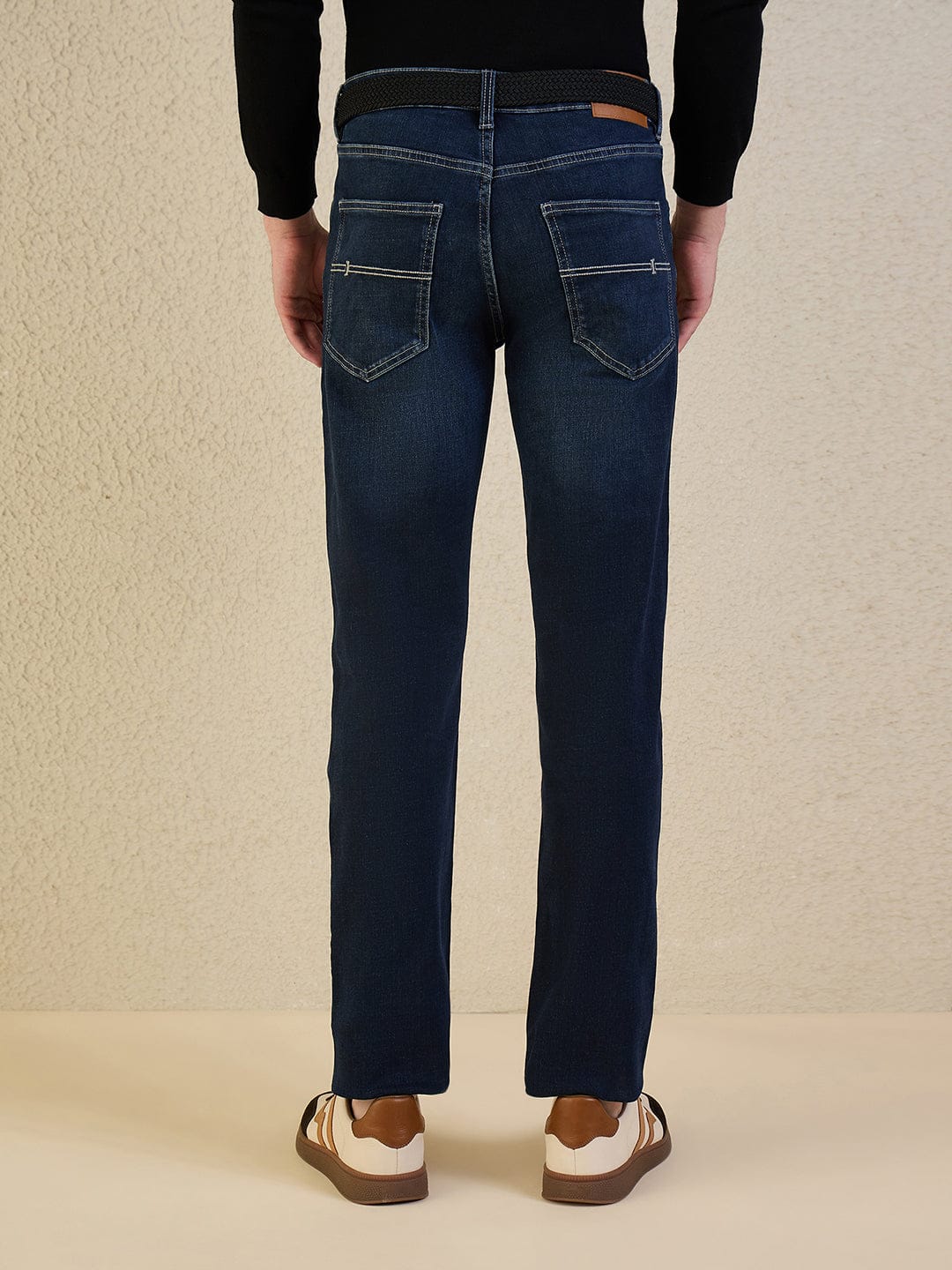 Iconic Men Navy Blue Solid Slim Fit Jeans - Image 2