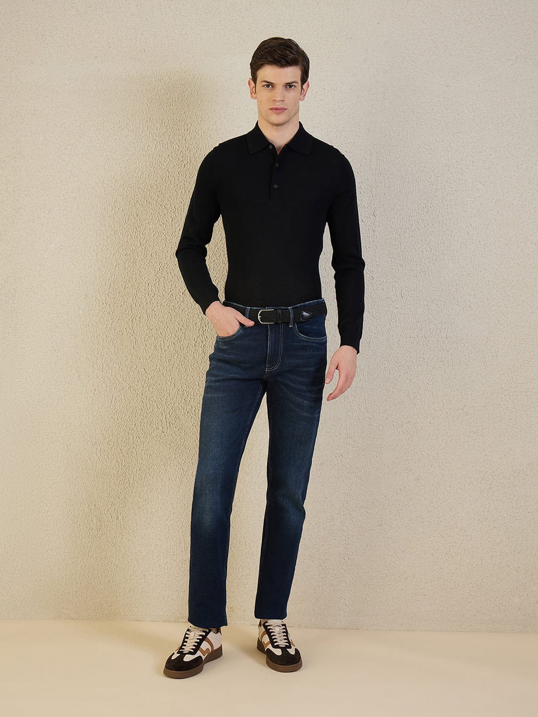 Iconic Men Navy Blue Solid Slim Fit Jeans - Image 4