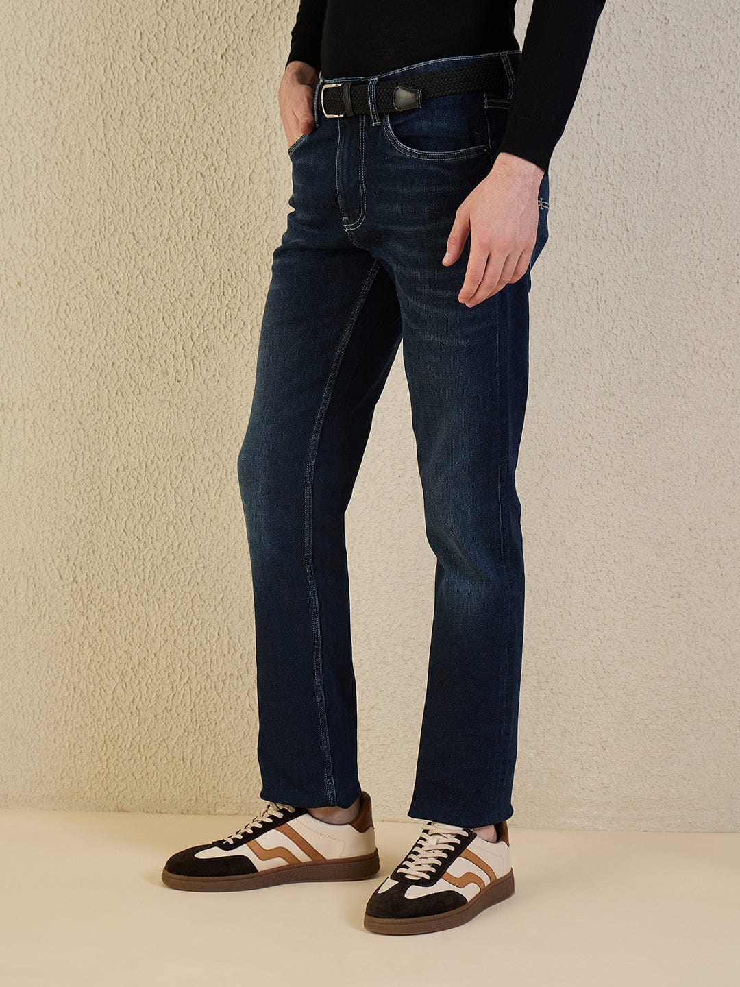 Iconic Men Navy Blue Solid Slim Fit Jeans - Image 6
