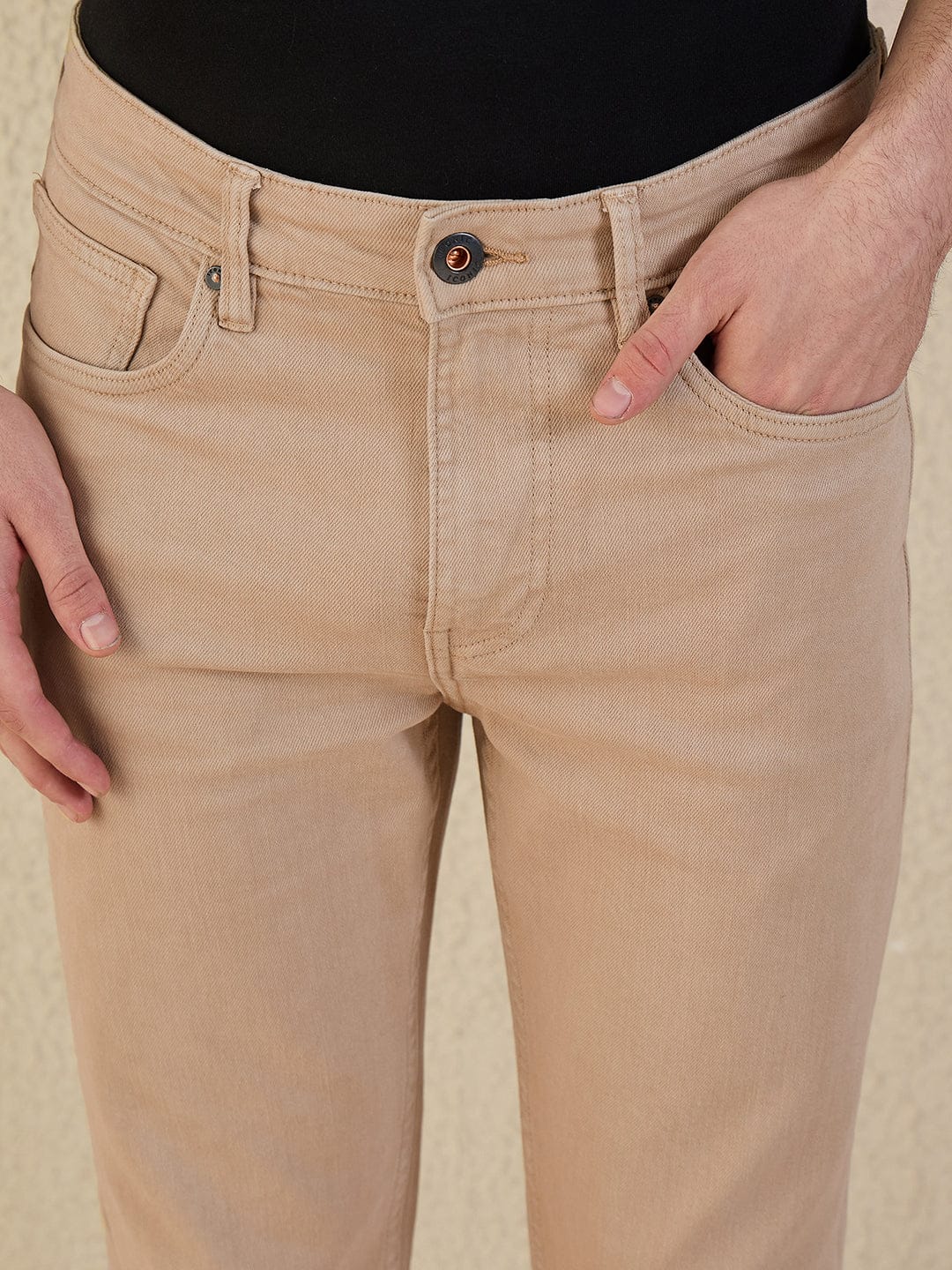 Iconic Men Brown Solid Slim Fit Jeans - Image 6