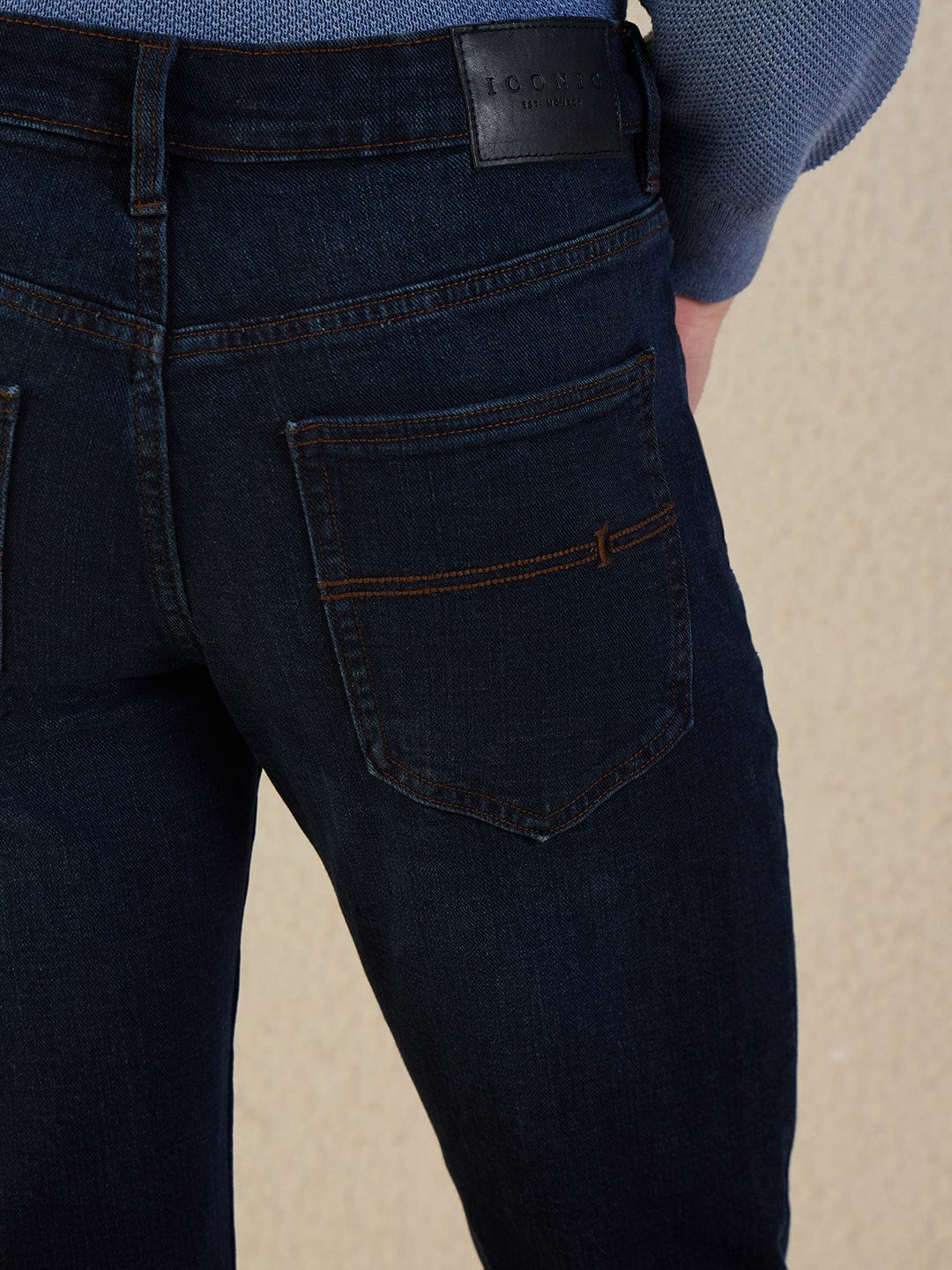 Iconic Men Navy Blue Solid Boot Cut Jeans - Image 6
