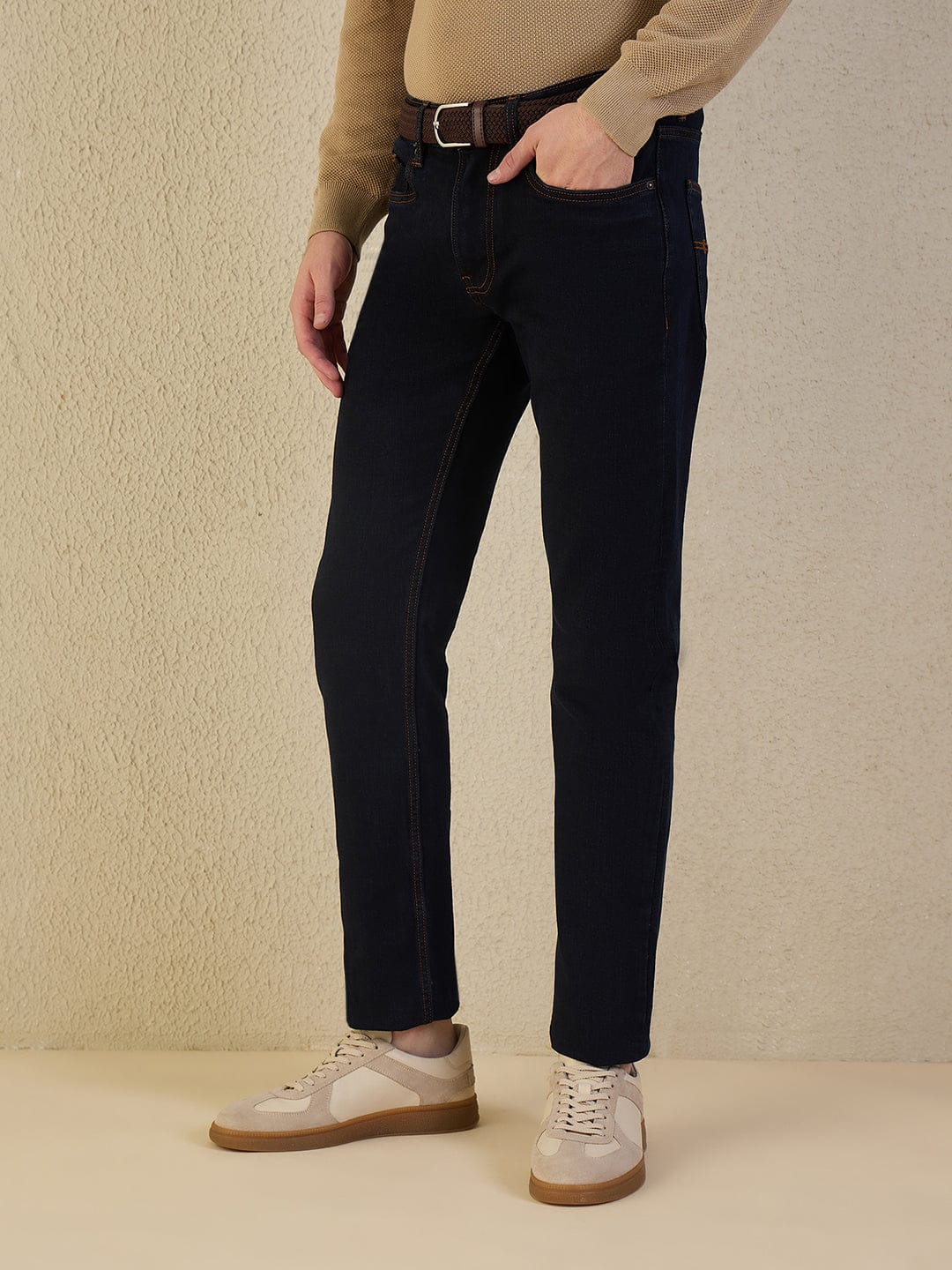 Iconic Men Navy Blue Solid Slim Fit Jeans - Image 4