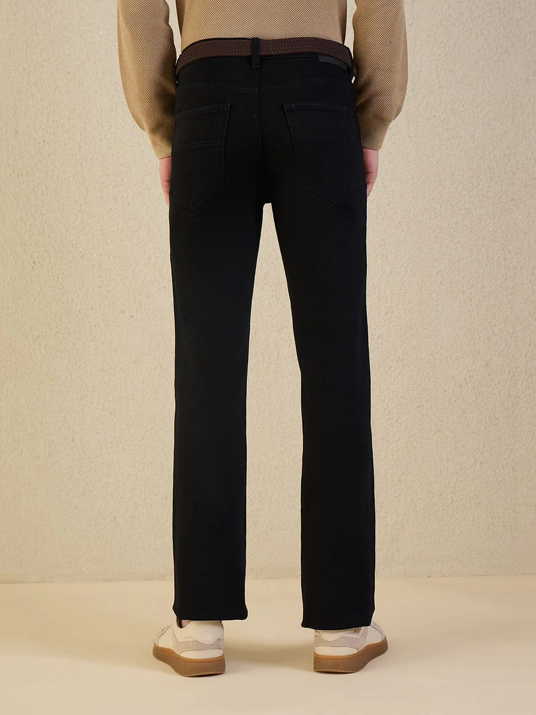 Iconic Men Black Solid Boot Cut Jeans - Image 2