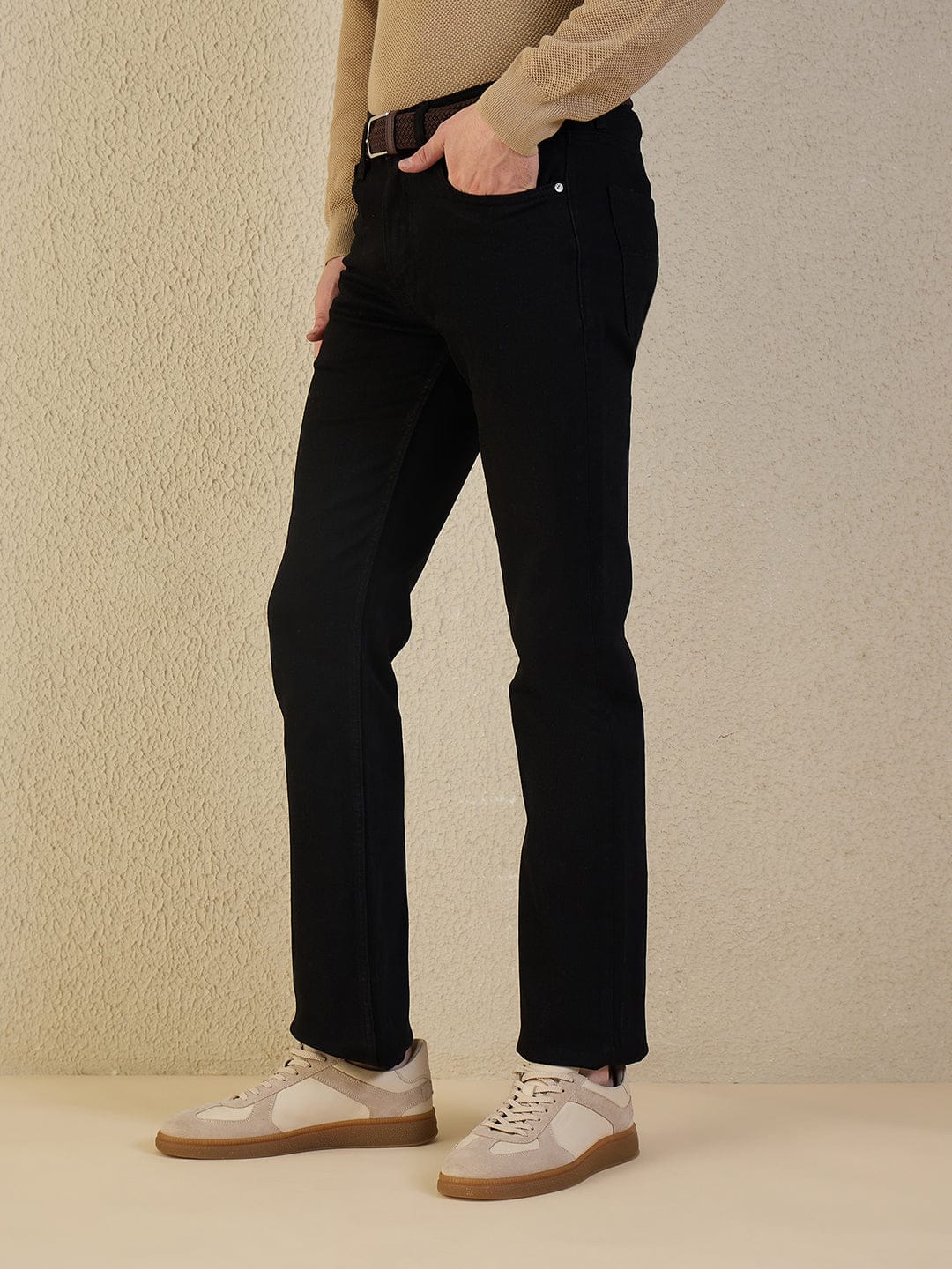 Iconic Men Black Solid Boot Cut Jeans - Image 3