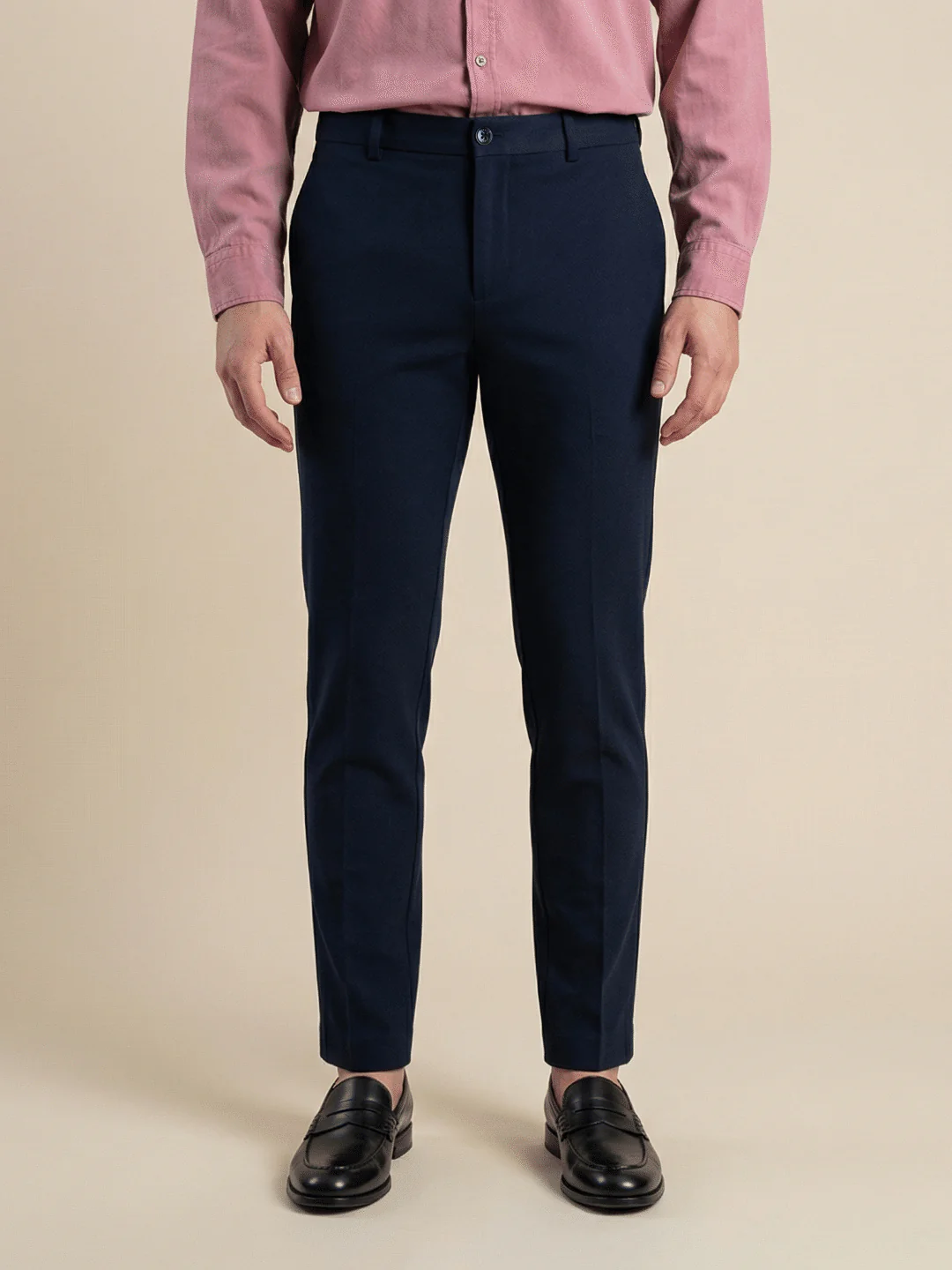 Iconic Men Navy Blue Solid Regular Fit Trouser - Image 2