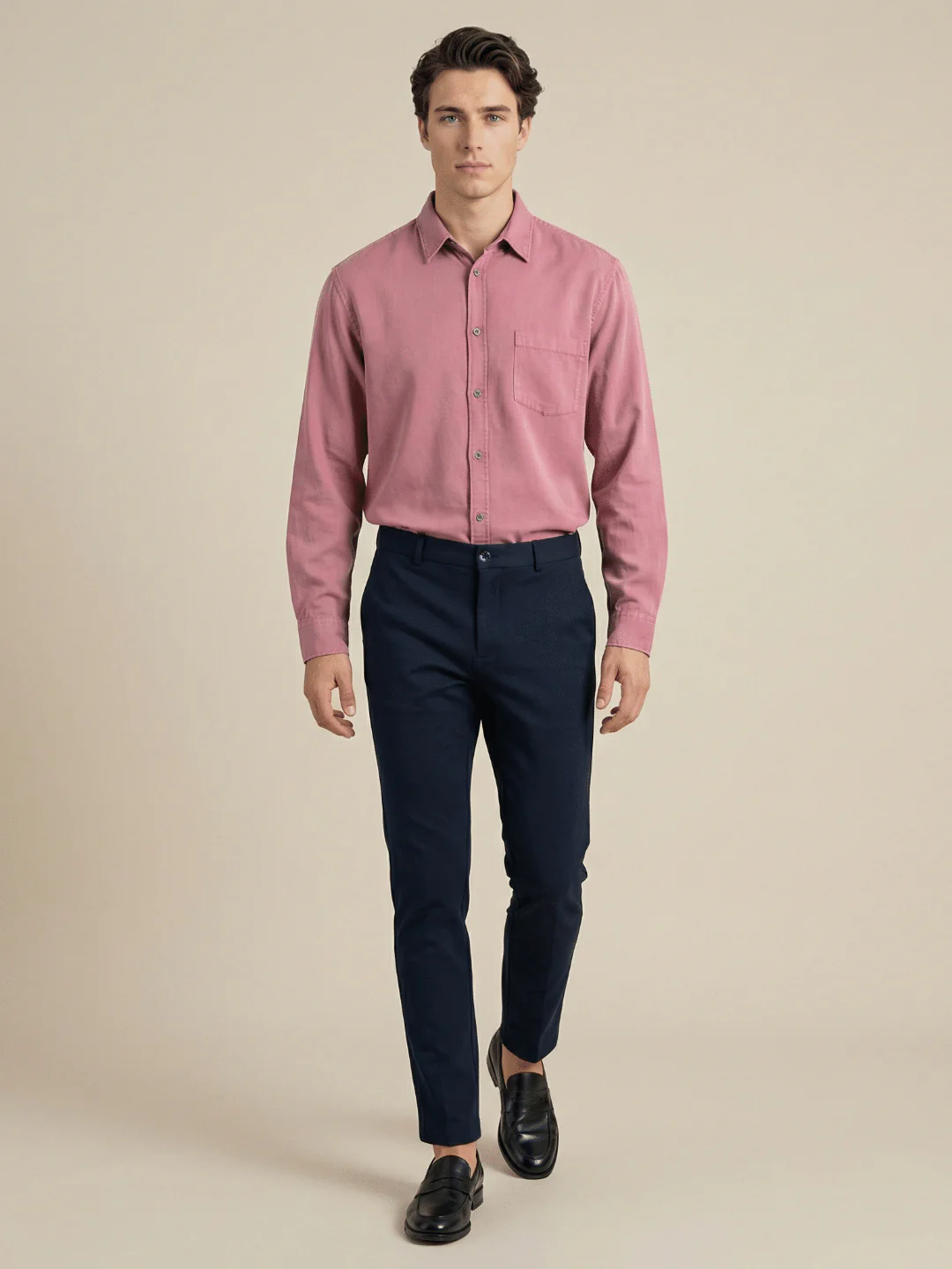 Iconic Men Navy Blue Solid Regular Fit Trouser - Image 4