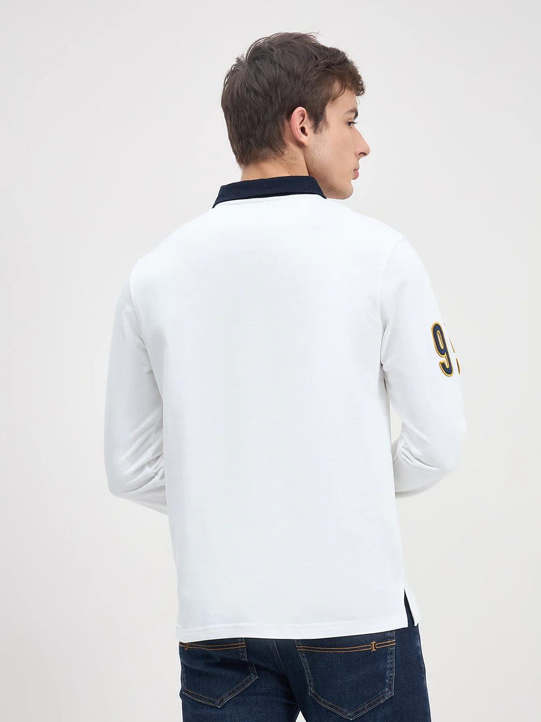 ICONIC Men White Logo Polo Neck Regular Fit Rugby - Image 5