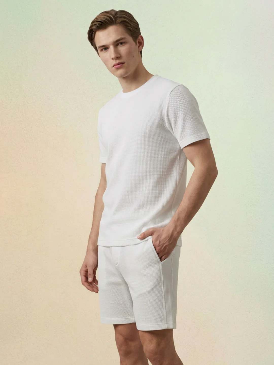 Iconic Men White Solid Regular Fit Shorts - Image 2