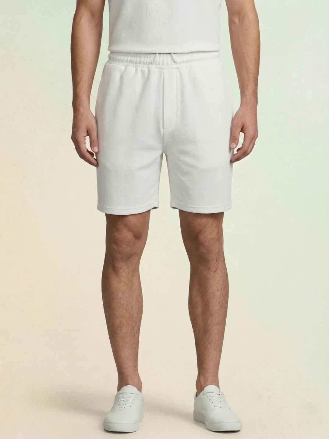 Iconic Men White Solid Regular Fit Shorts - Image 3