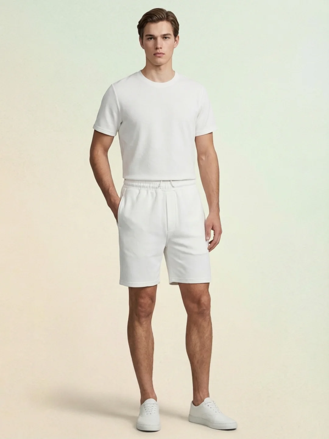 Iconic Men White Solid Regular Fit Shorts - Image 6
