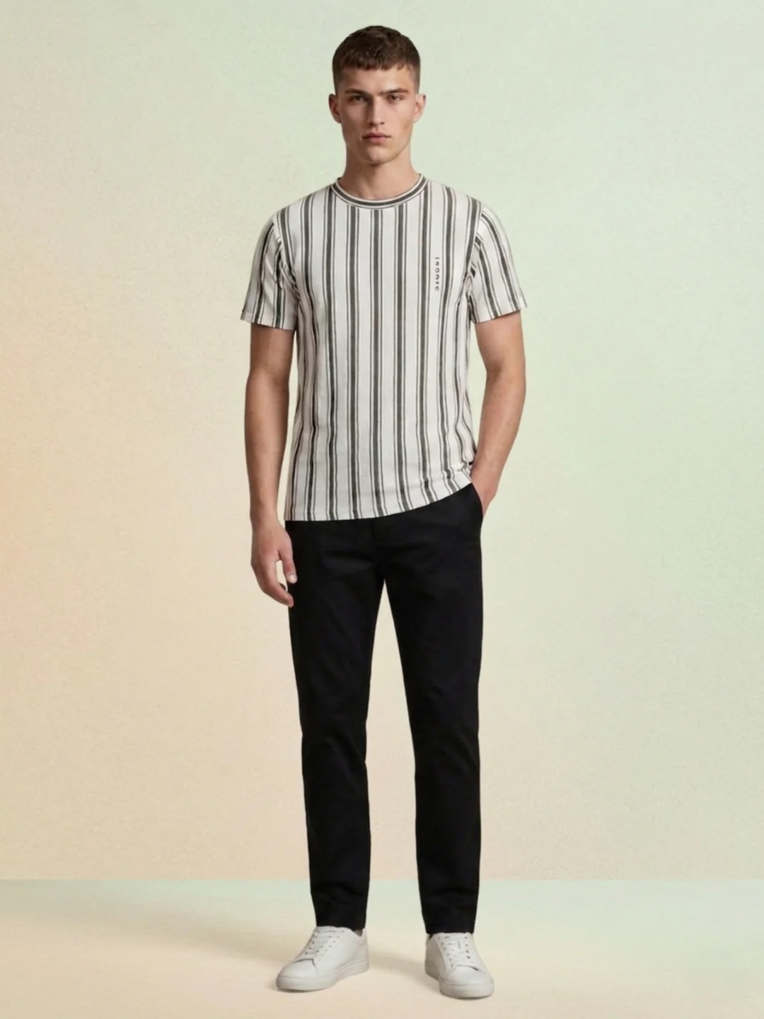 Iconic Men Off White Striped Regular Fit T-Shirt - Image 5