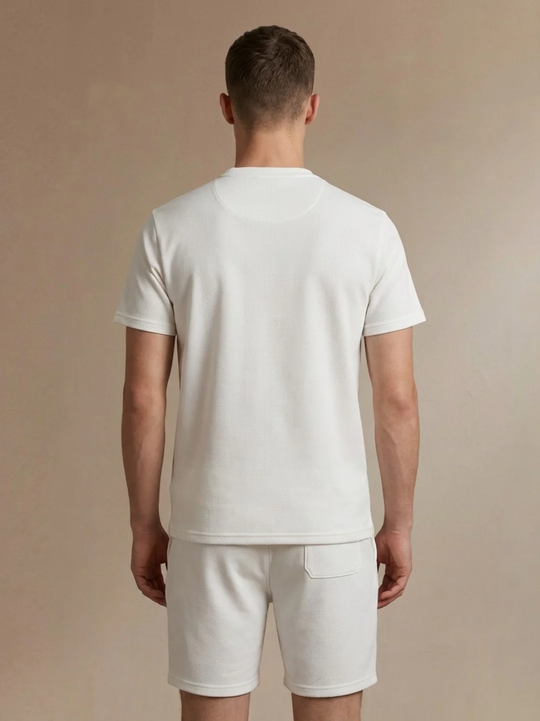 Iconic Men White Textured Regular Fit T-Shirt - Image 3