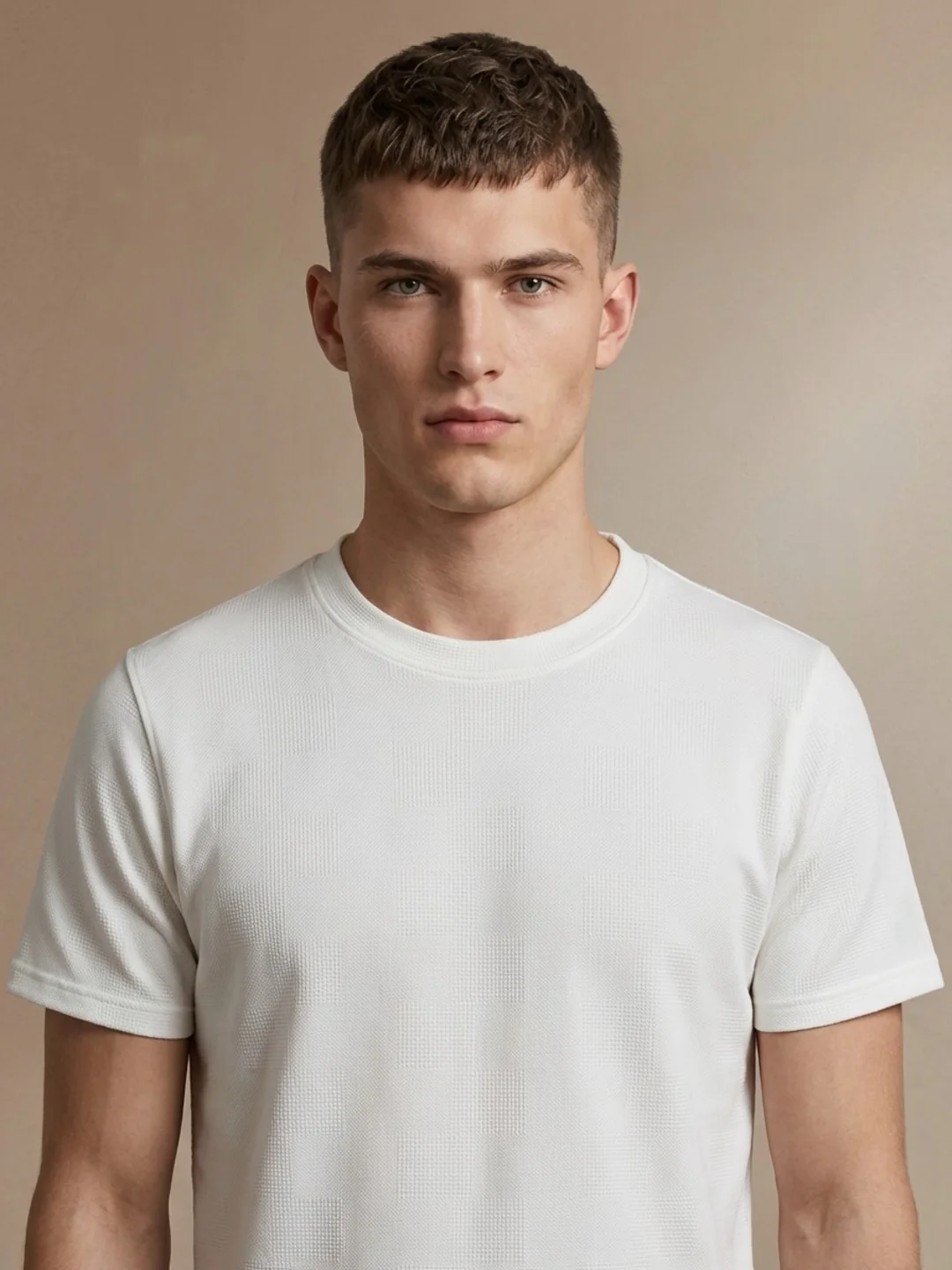 Iconic Men White Textured Regular Fit T-Shirt - Image 4