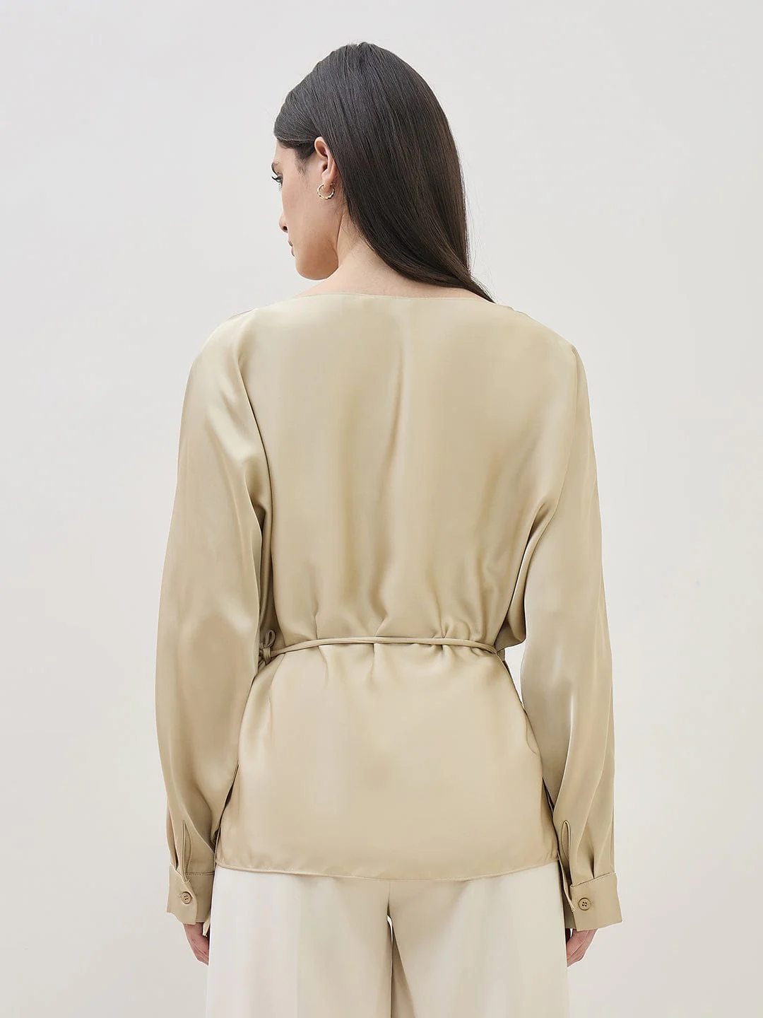 Iconic Women Beige Kimono Sleeve Top - Image 4