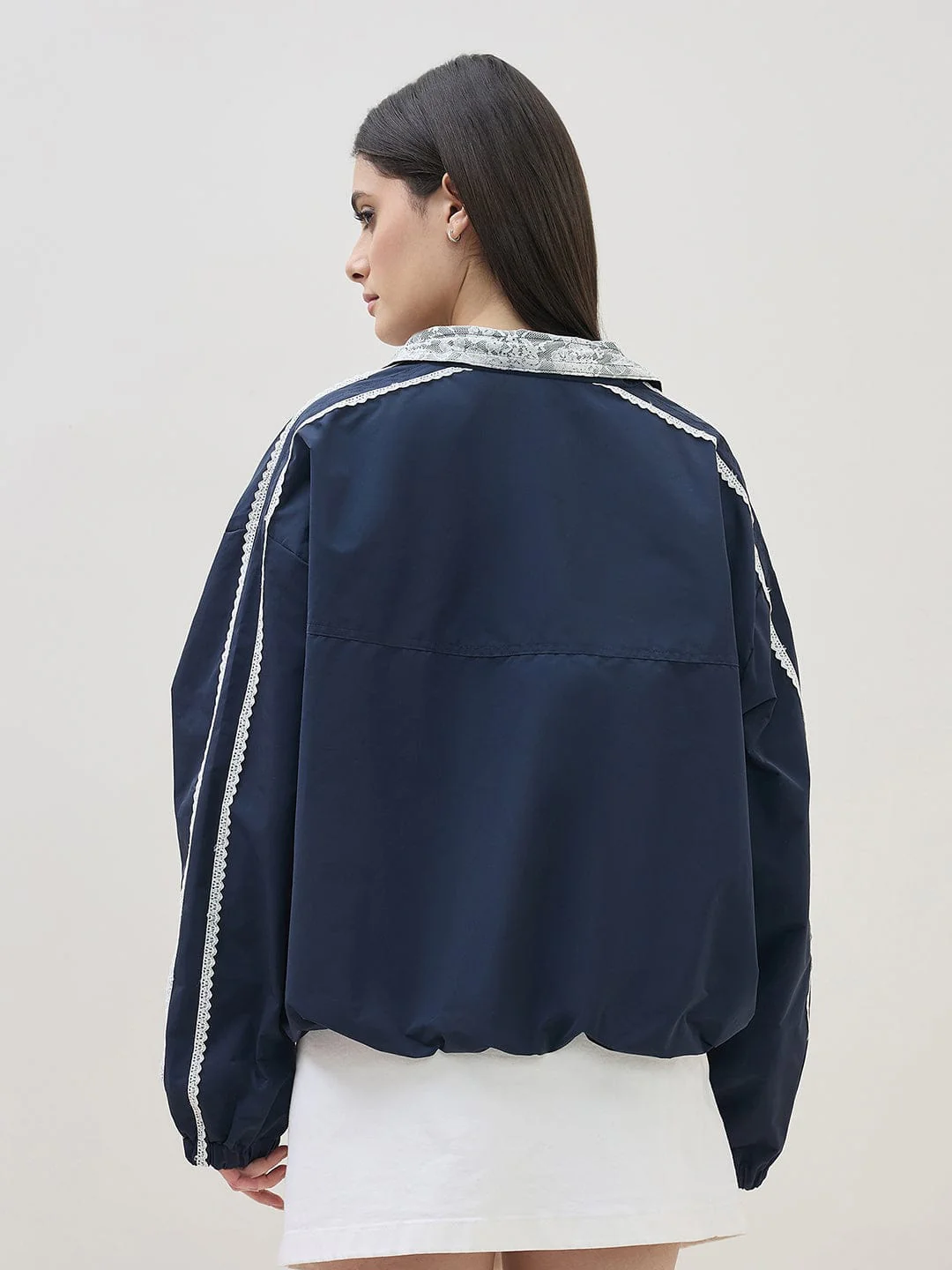 ICONIC Women Teal Blue Polo Collar Regular Fit Jacket - Image 4