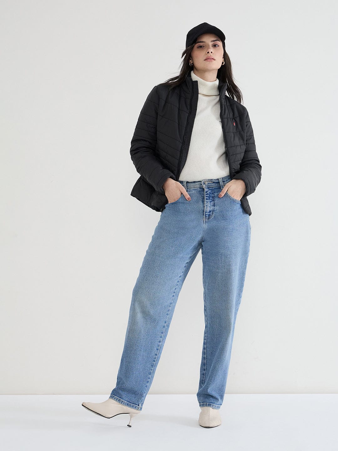 Iconic Women Black Solid High Neck Jacket - Image 5