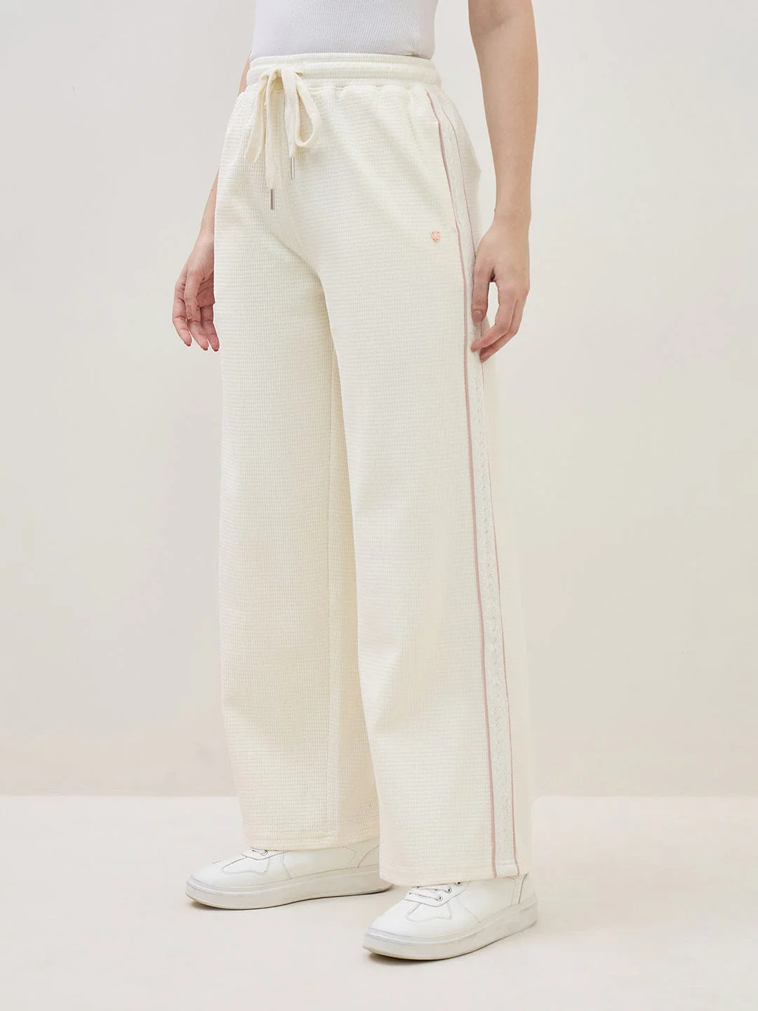 ICONIC Women Cream Straight Fit Sweatpant - Image 2