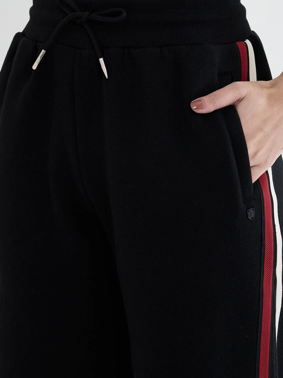 Iconic Women Black Solid Straight Fit Sweat Pant - Image 4