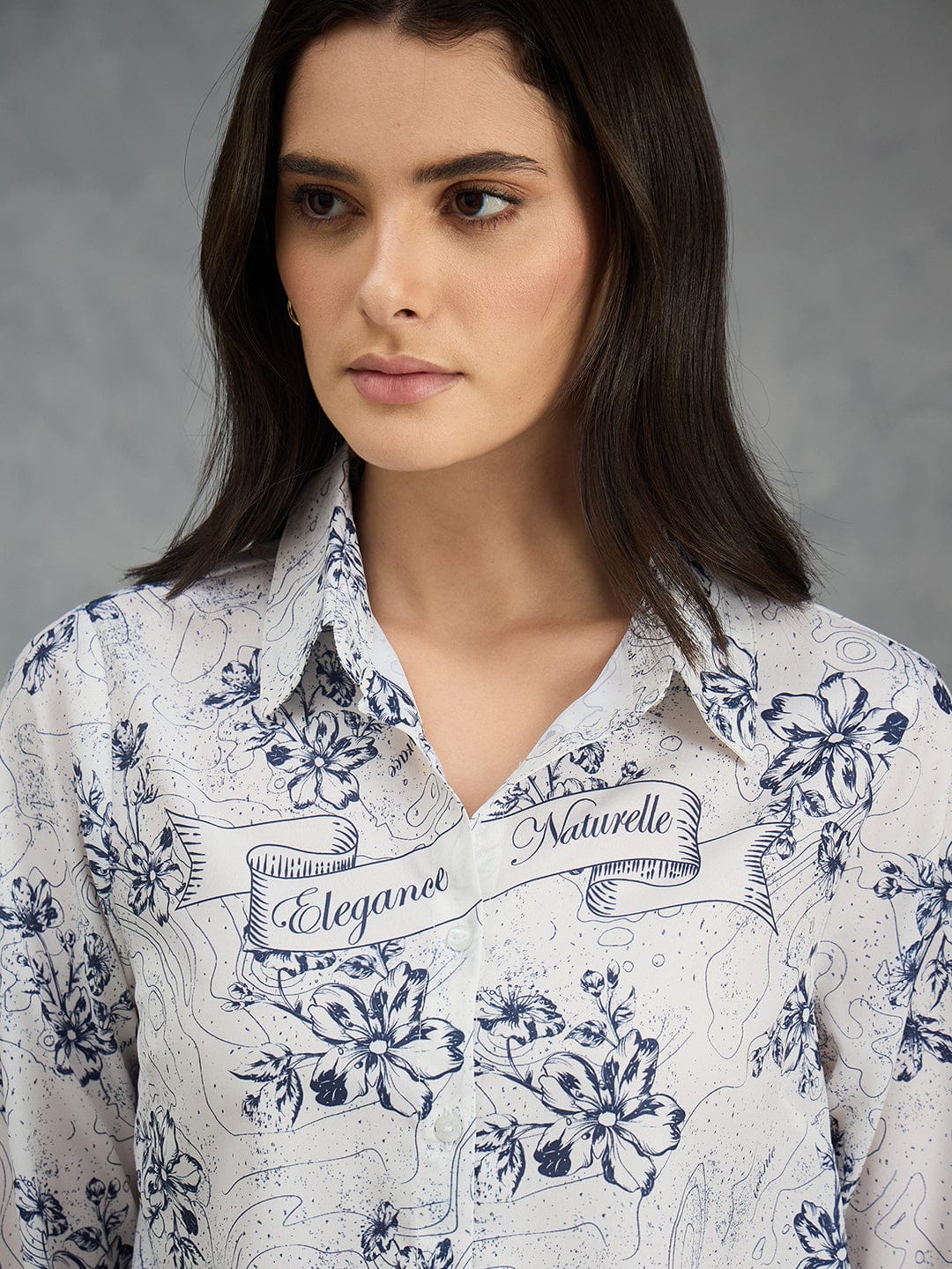 Iconic Women Off White Printed Collared Shirt - Image 3