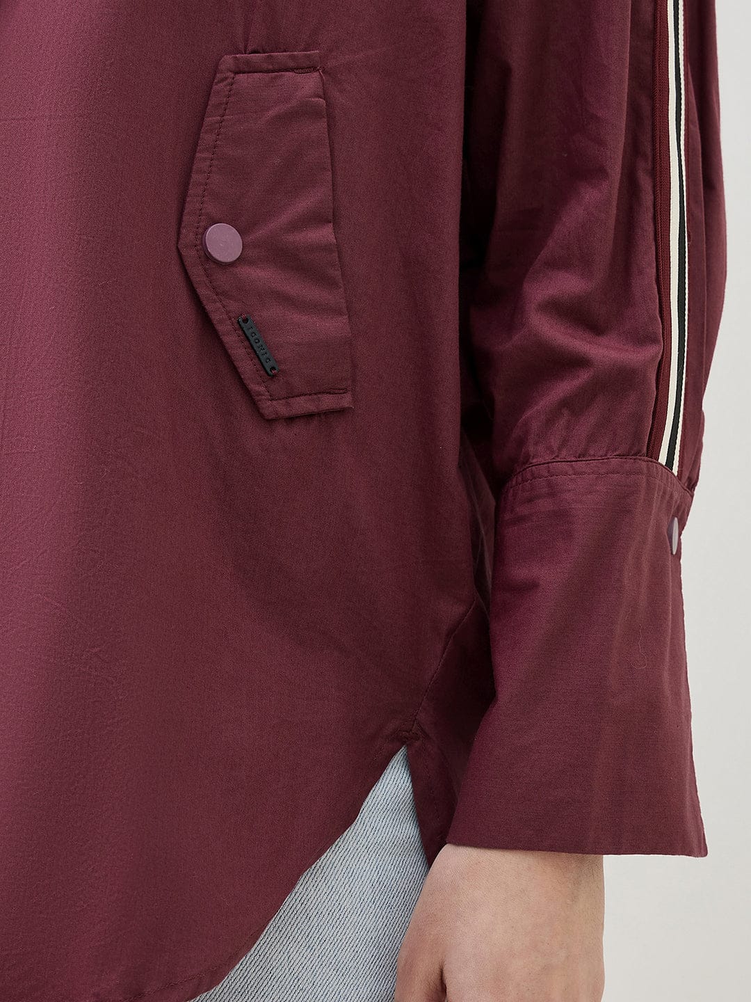 ICONIC Women Maroon Shirt Collar Regular Fit Shirt - Image 6