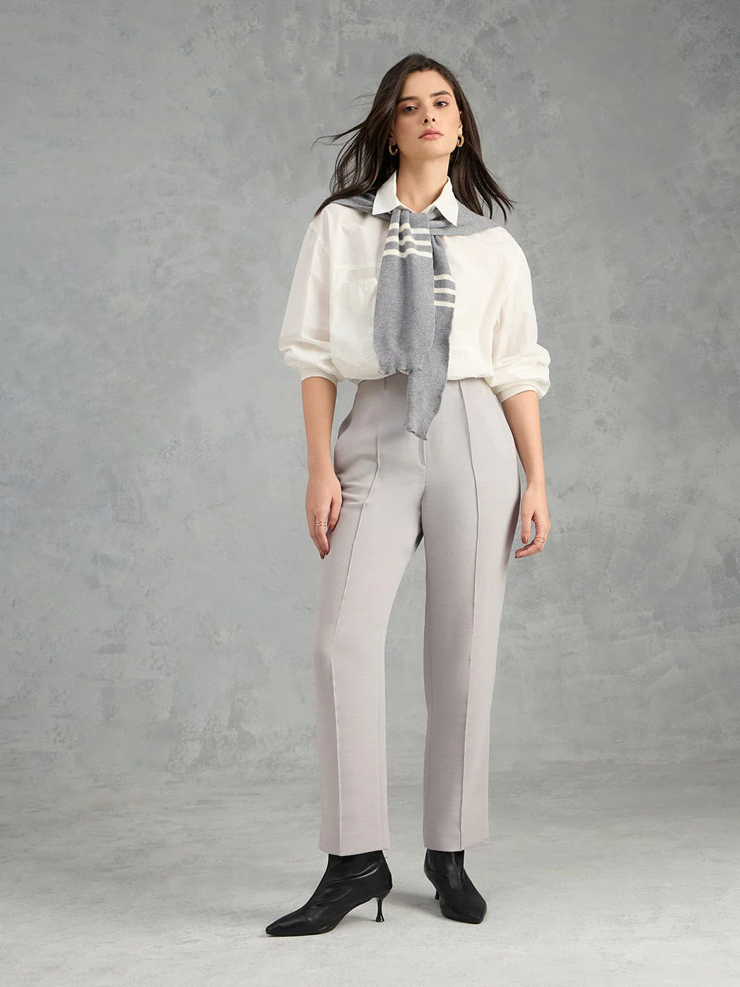 Iconic Women White Solid Pure Cotton Collared Shirt - Image 5