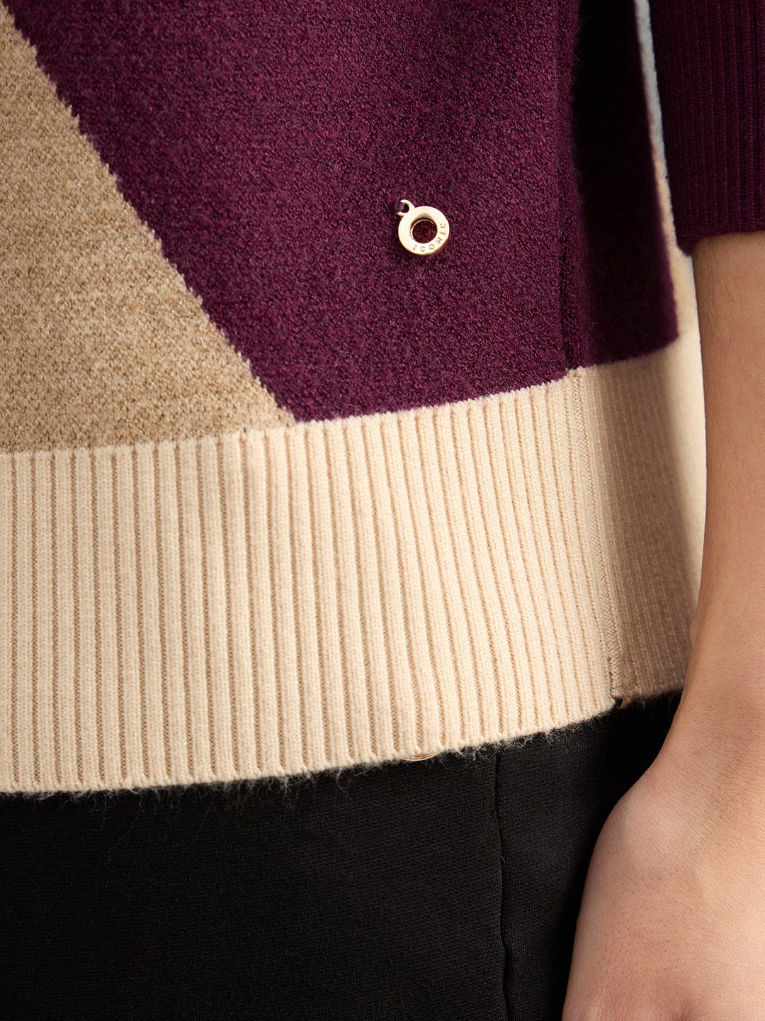 Iconic Women Multicolor Textured High Neck Sweater - Image 6