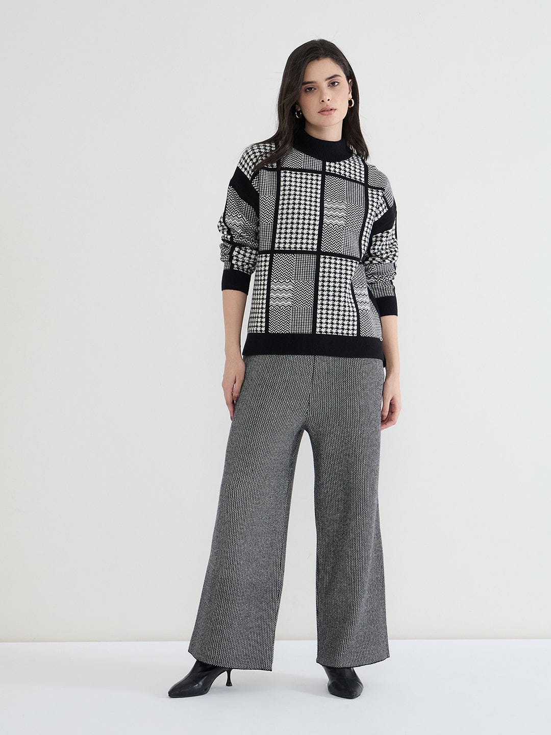 Iconic Women Black Textured Round Neck Sweater - Image 6