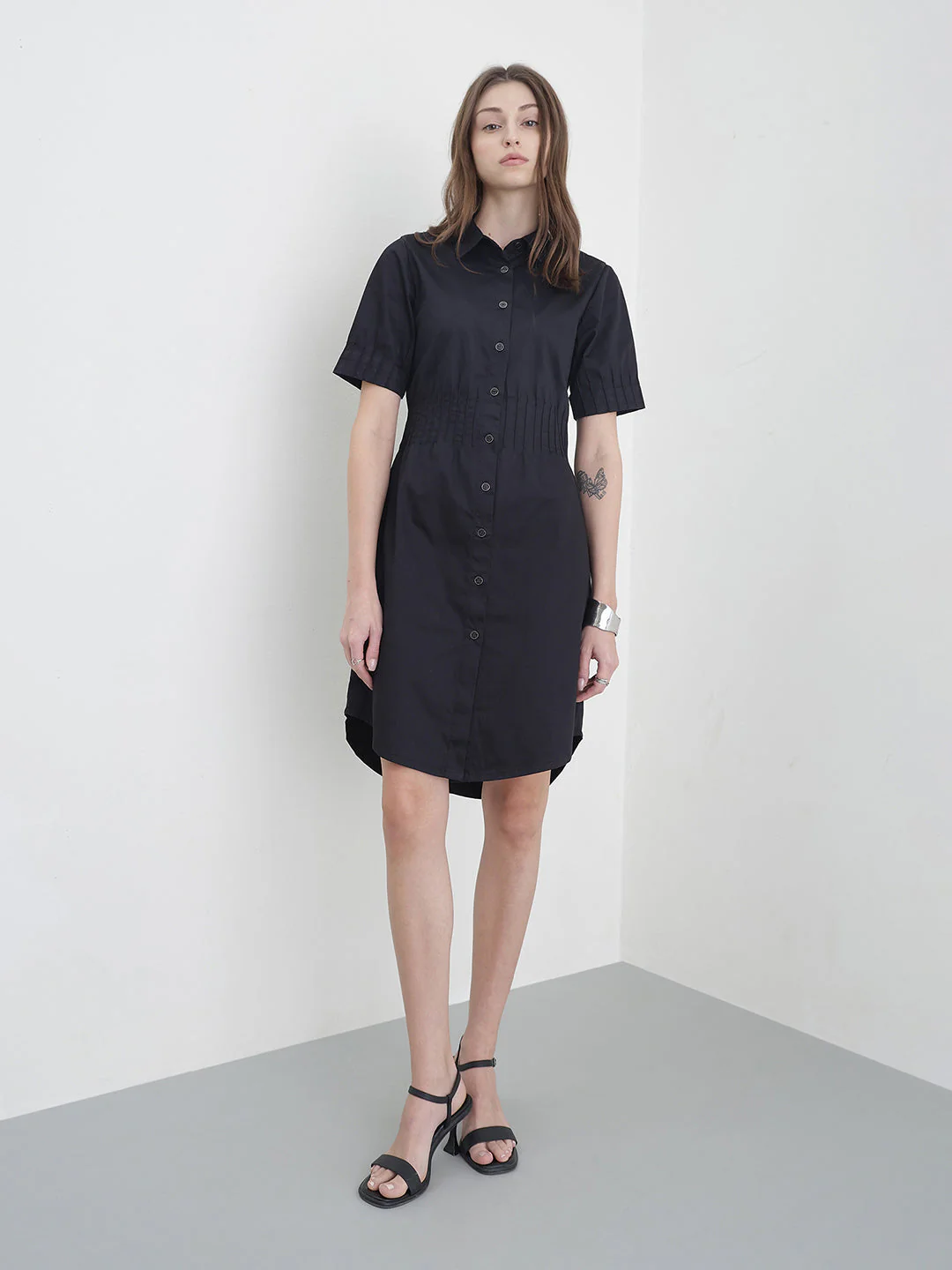 Iconic Black Solid Stretchable Regular Fit Dress - Image 2