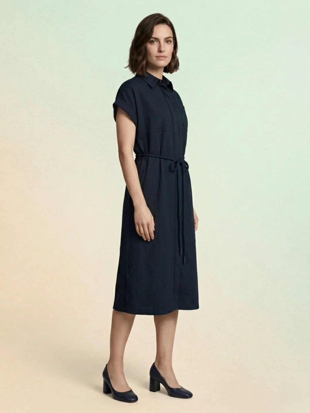 Iconic Women Navy Blue Solid Straight Fit Dress - Image 2