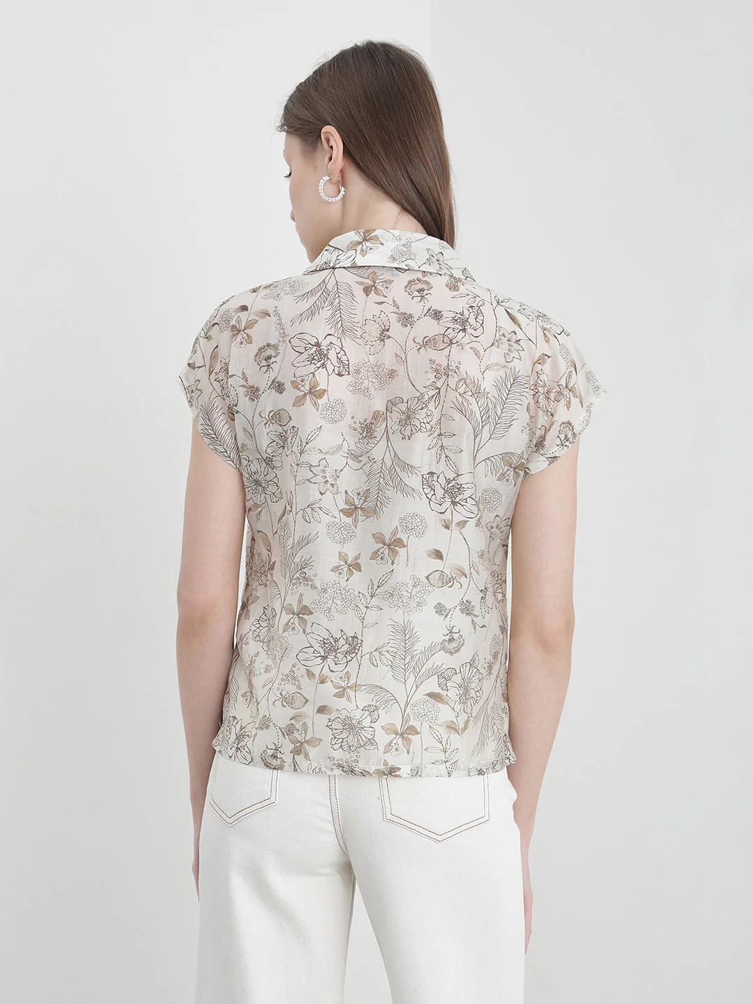 Iconic Women Cream Floral Loose Fit Shirt - Image 2