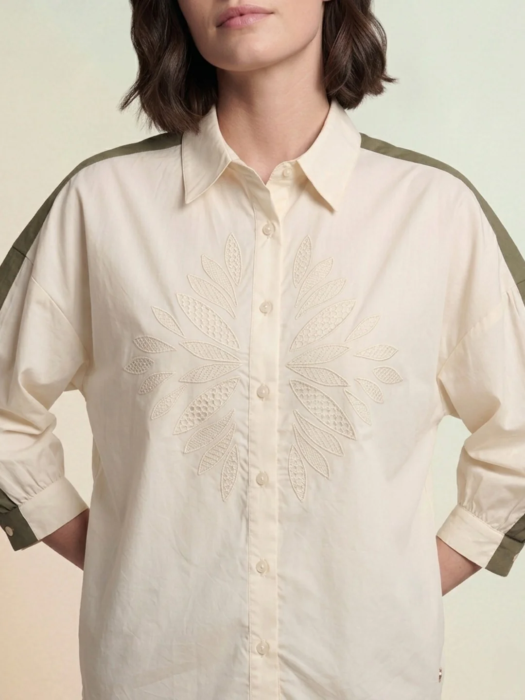 Iconic Green Cotton Women Regular Fit Shirts - Image 4