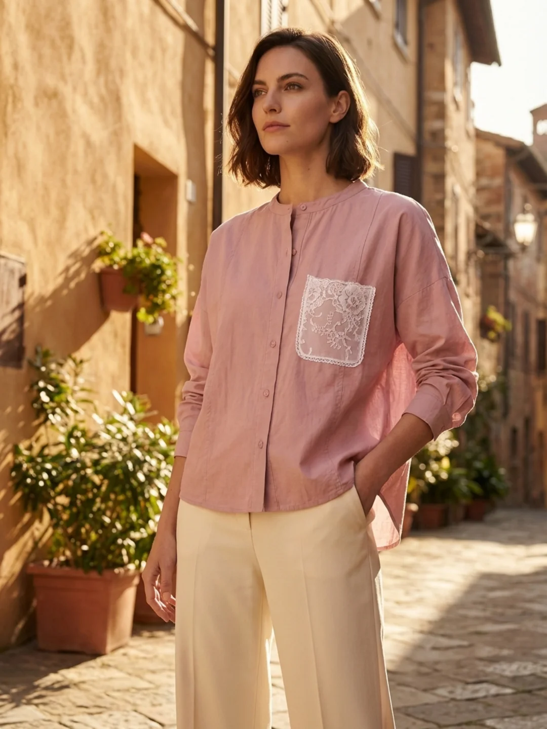 Iconic Women Pink Solid Loose Fit Pure Cotton Shirt