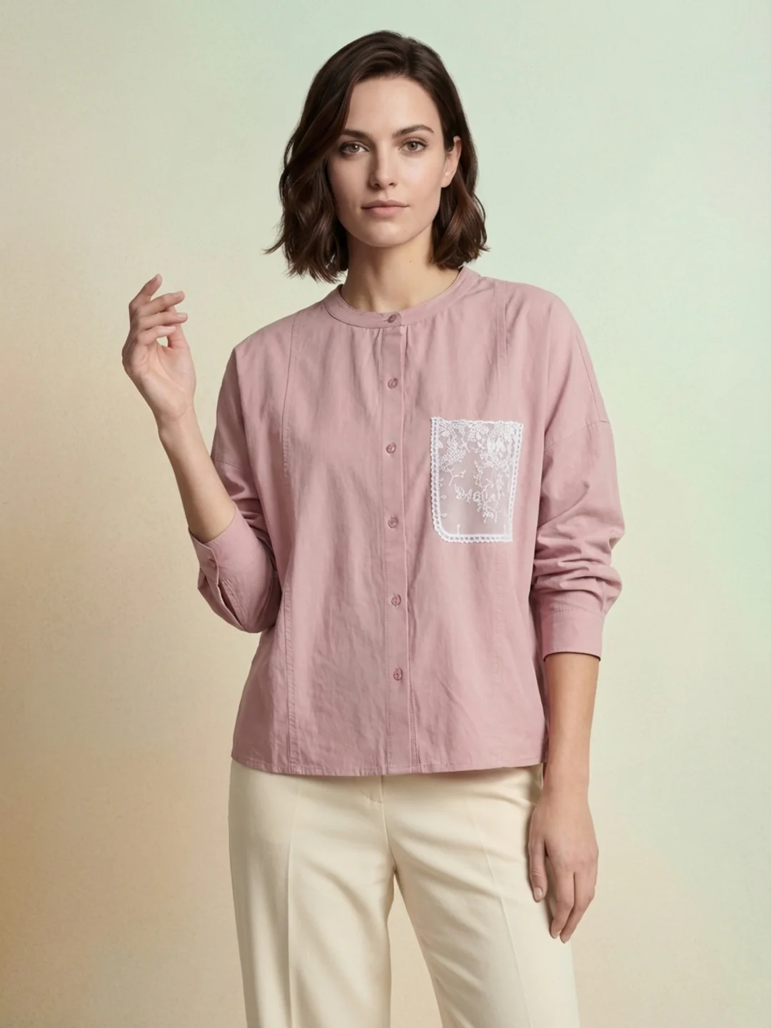 Iconic Women Pink Solid Loose Fit Pure Cotton Shirt - Image 2