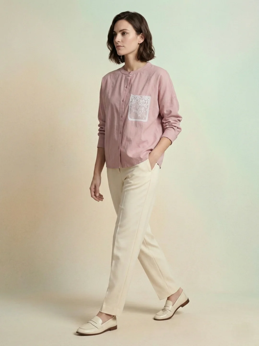 Iconic Women Pink Solid Loose Fit Pure Cotton Shirt - Image 7