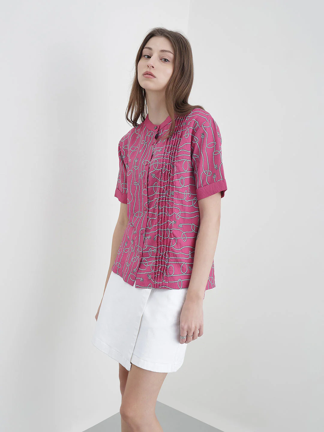 Iconic Women Pink Printed Loose Fit Shirt - Image 3