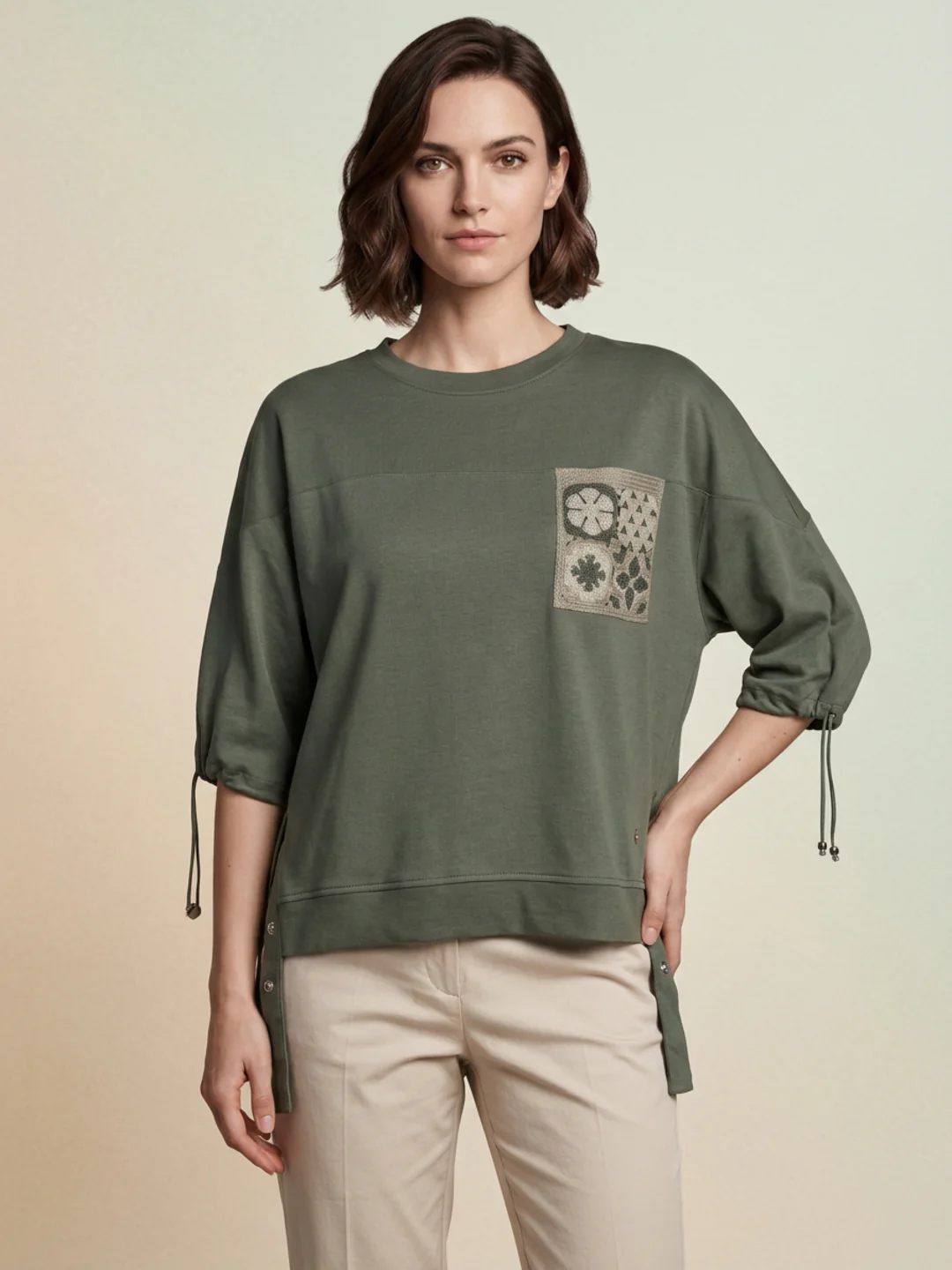 Iconic Women Green Solid Loose Fit Pure Cotton T-Shirt - Image 2
