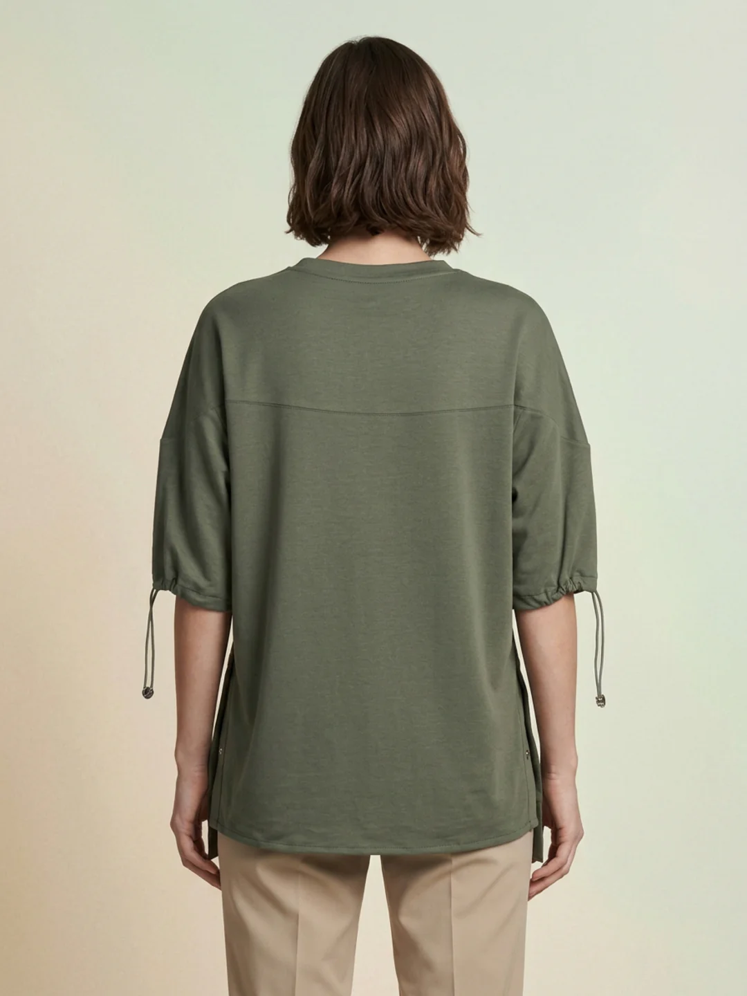 Iconic Women Green Solid Loose Fit Pure Cotton T-Shirt - Image 3