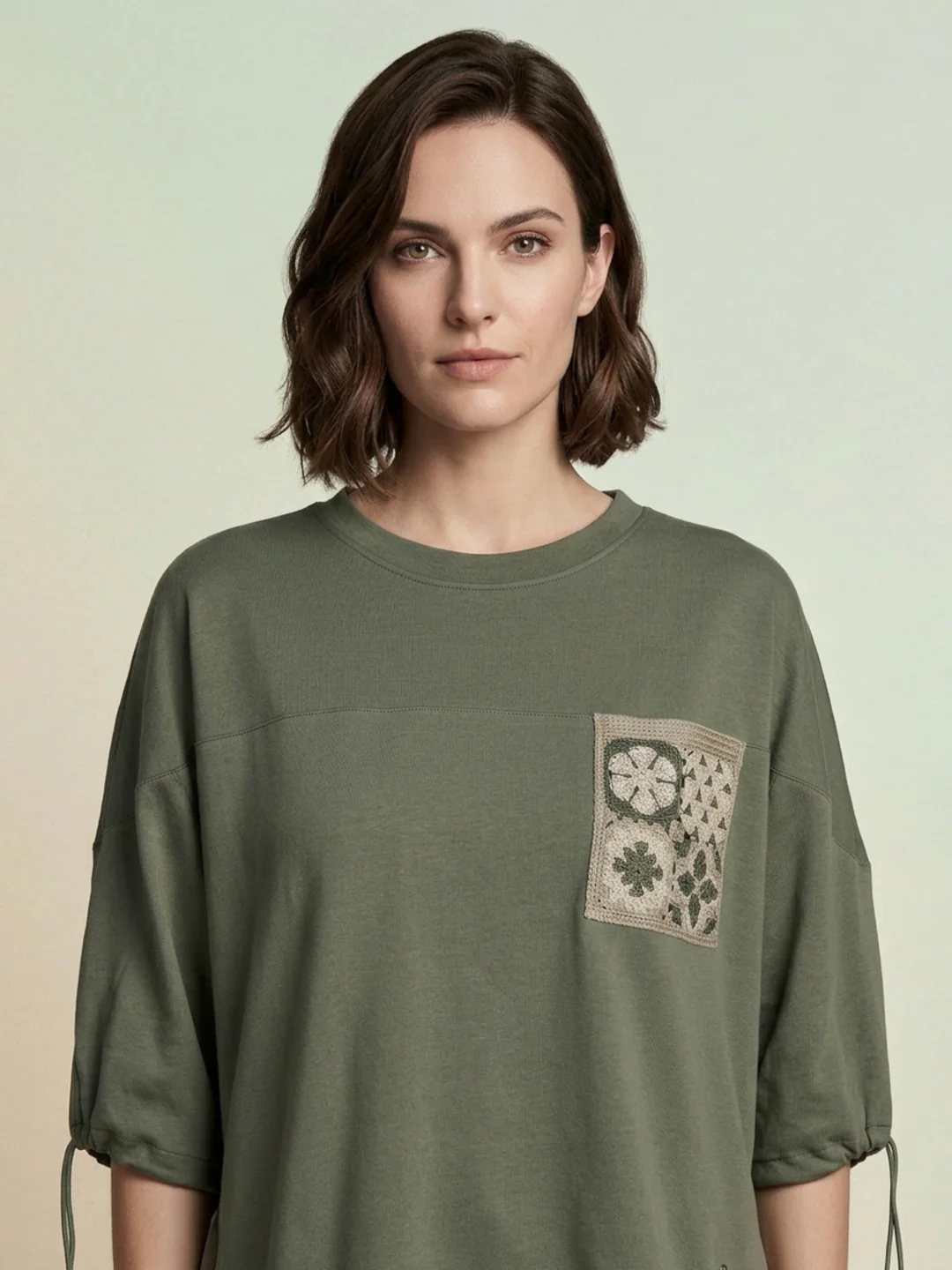 Iconic Women Green Solid Loose Fit Pure Cotton T-Shirt - Image 4