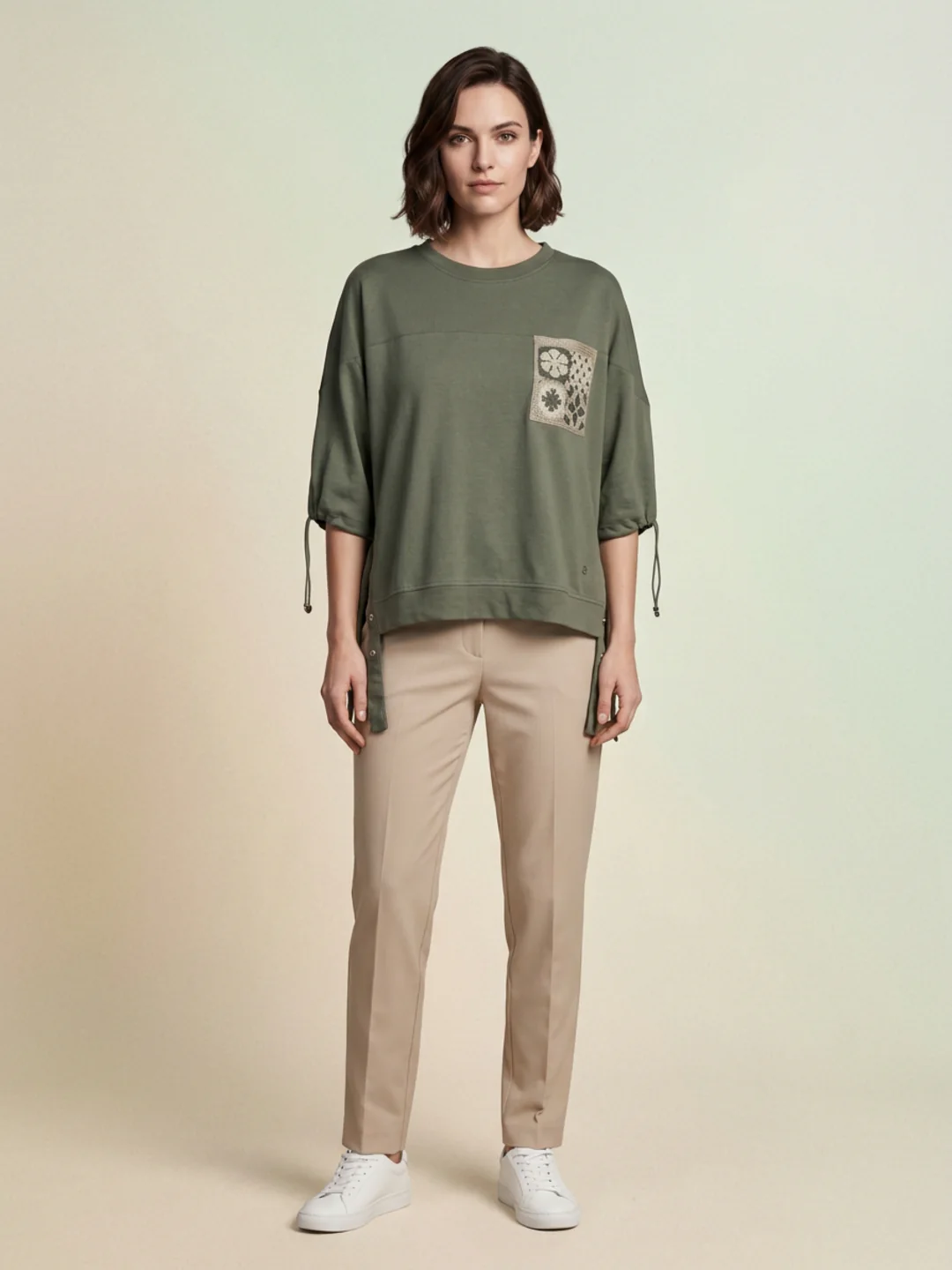 Iconic Women Green Solid Loose Fit Pure Cotton T-Shirt - Image 5